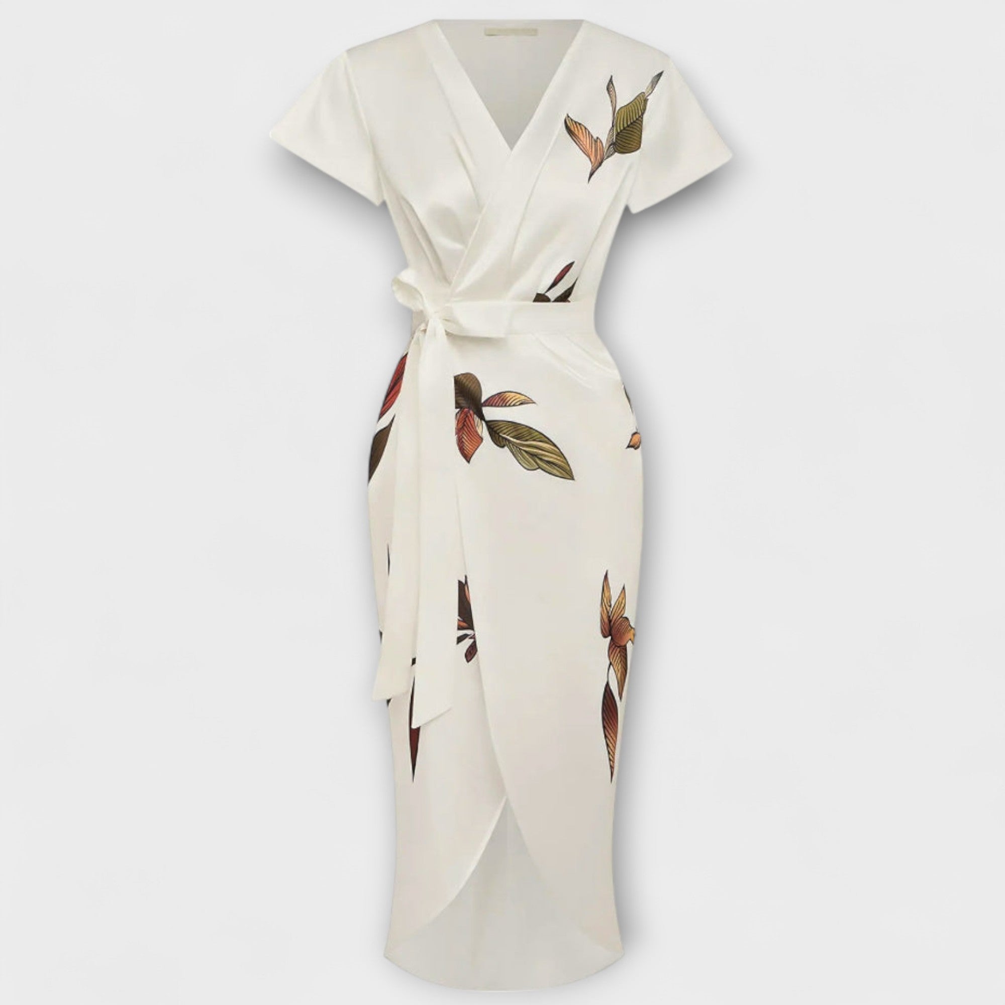 Satynowa sukienka kopertowa