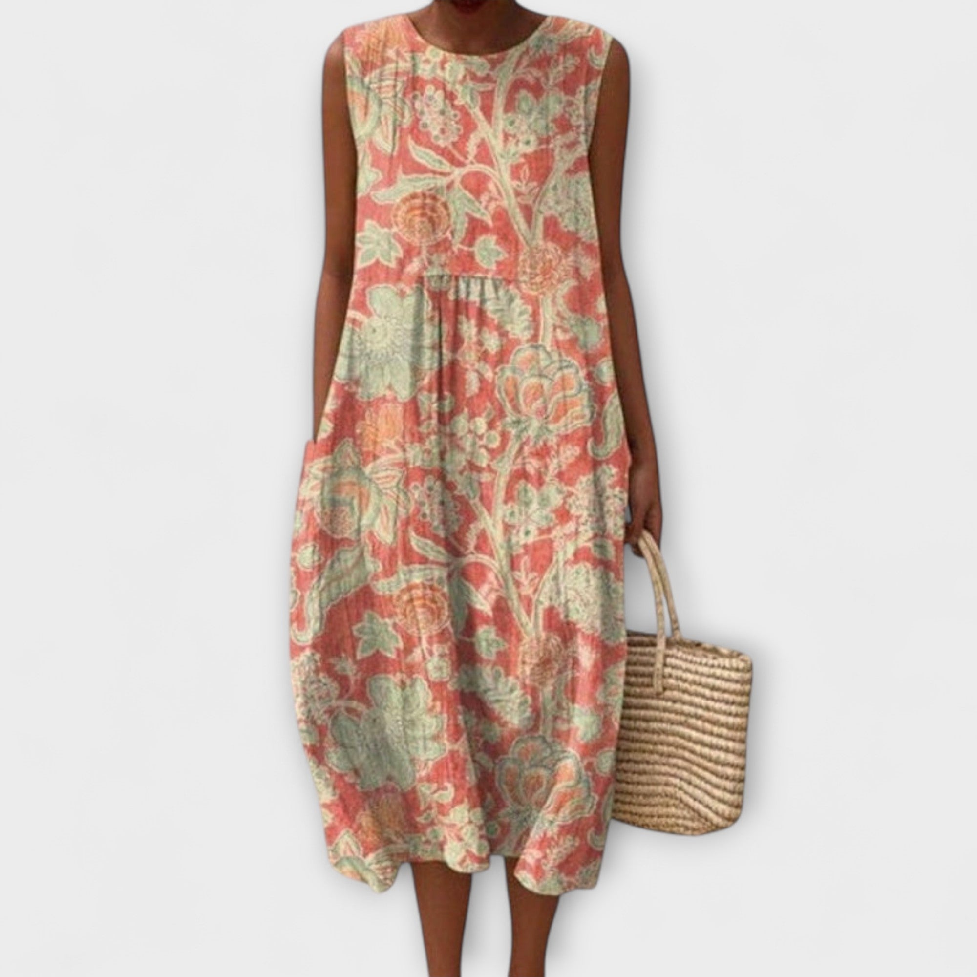 Thaleia – sukienka midi w kwiatowy design vintage
