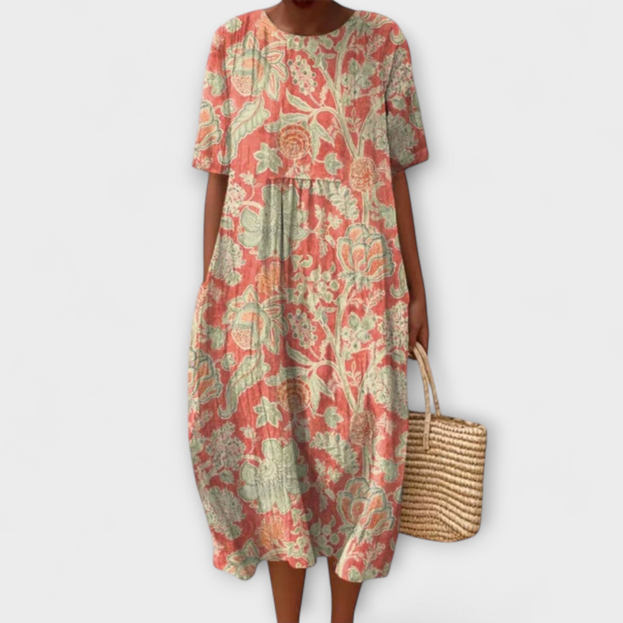 Thaleia – sukienka midi w kwiatowy design vintage