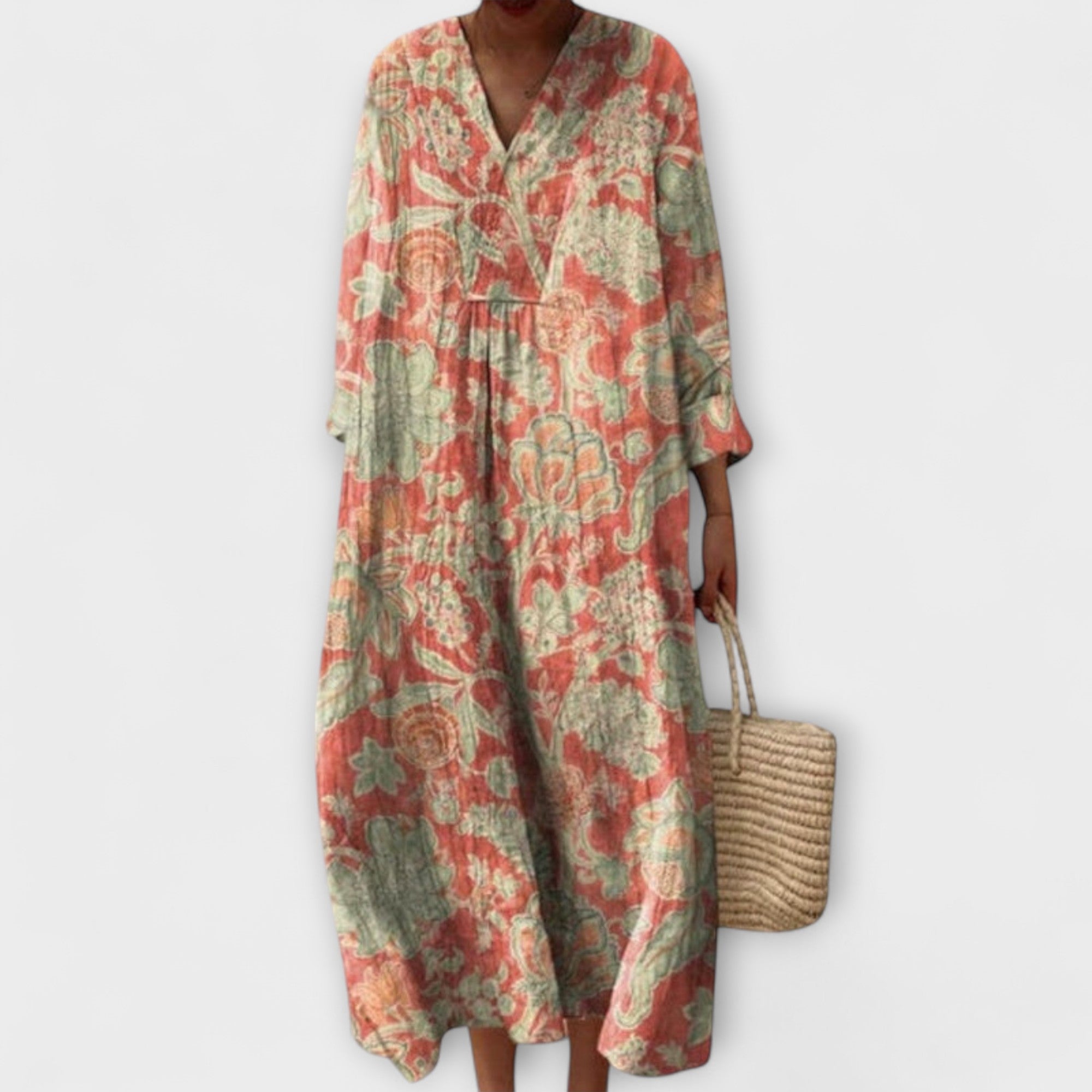 Thaleia – sukienka midi w kwiatowy design vintage