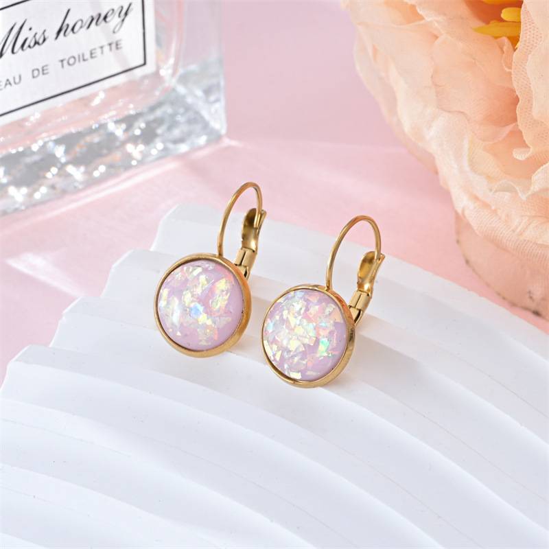 Retro Opal Stone Z?ote Kolczyki
