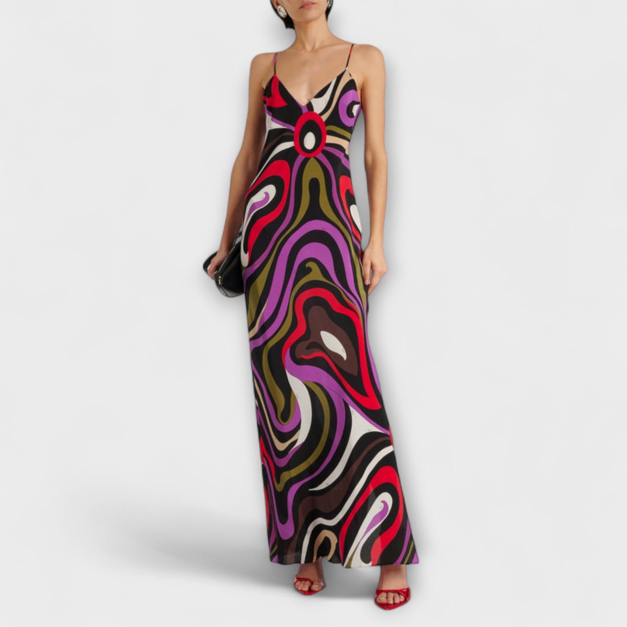 Daphne - sukienka maxi w marmurowy print