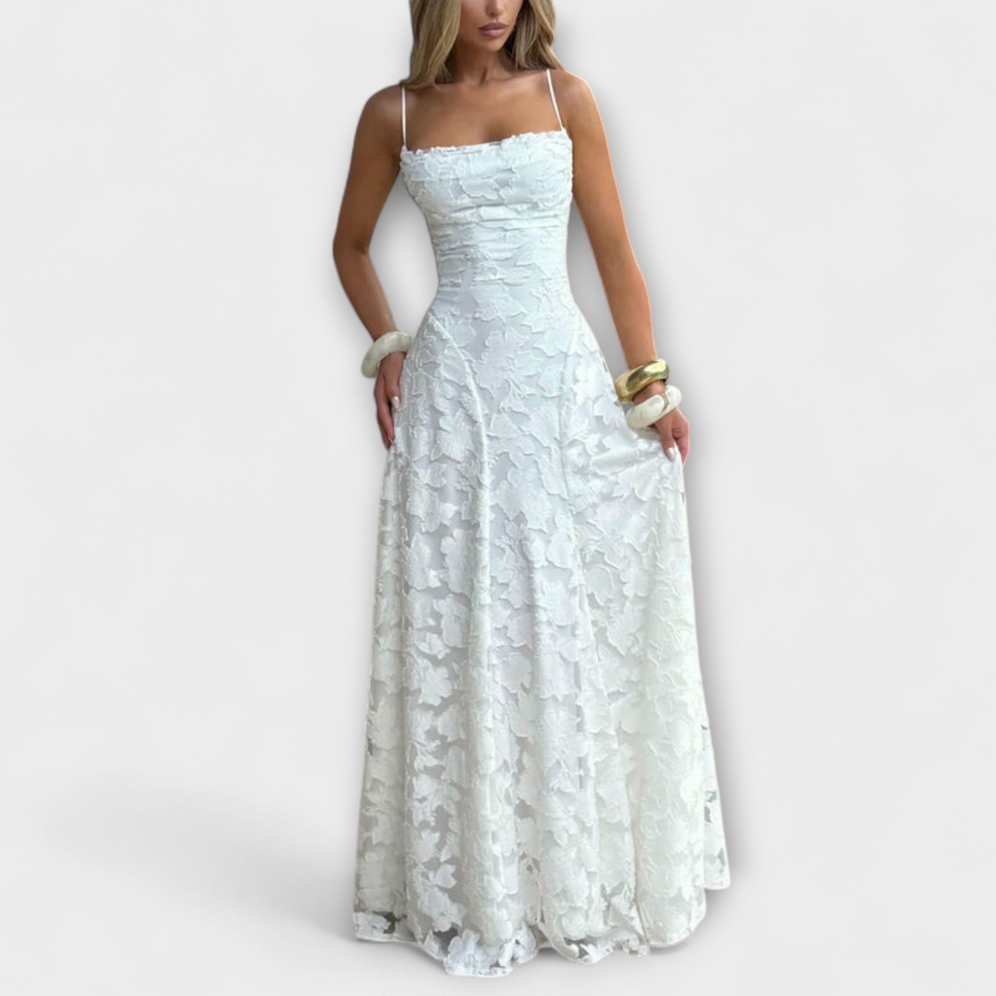 Emberly - Elegancka ?akardowa sukienka maxi