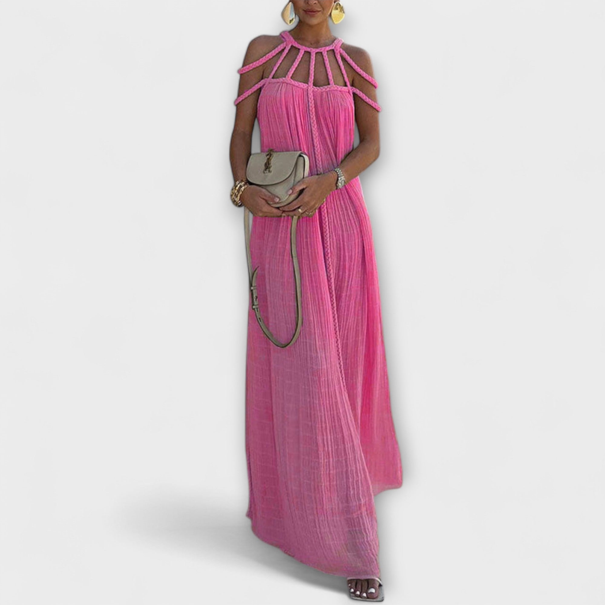 Briar - elegancka sukienka maxi z drapowanymi warkoczami