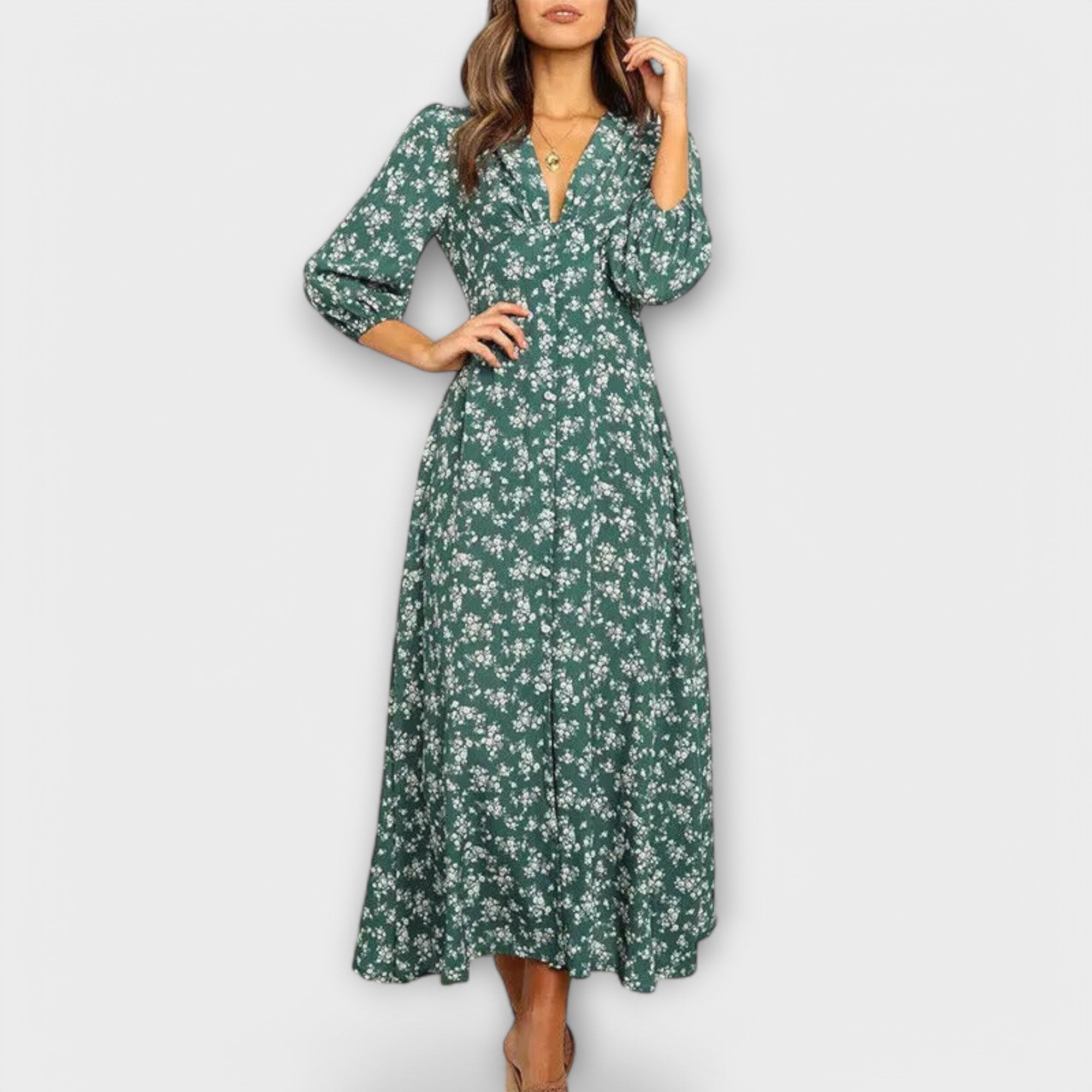 Damska sukienka maxi w kwiaty