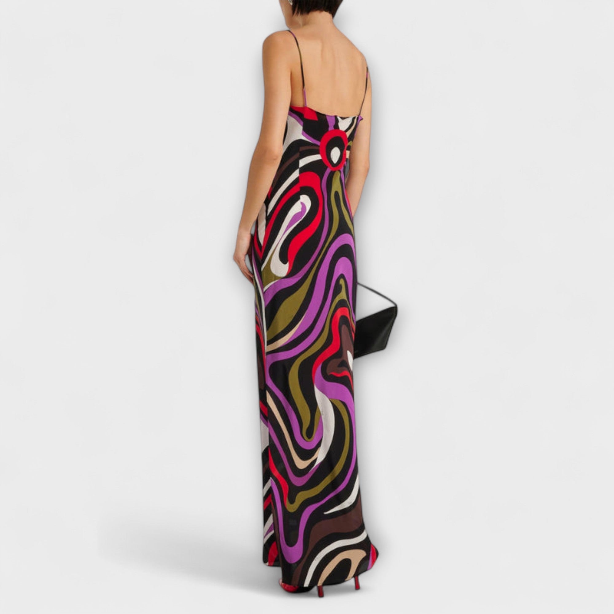 Daphne - sukienka maxi w marmurowy print
