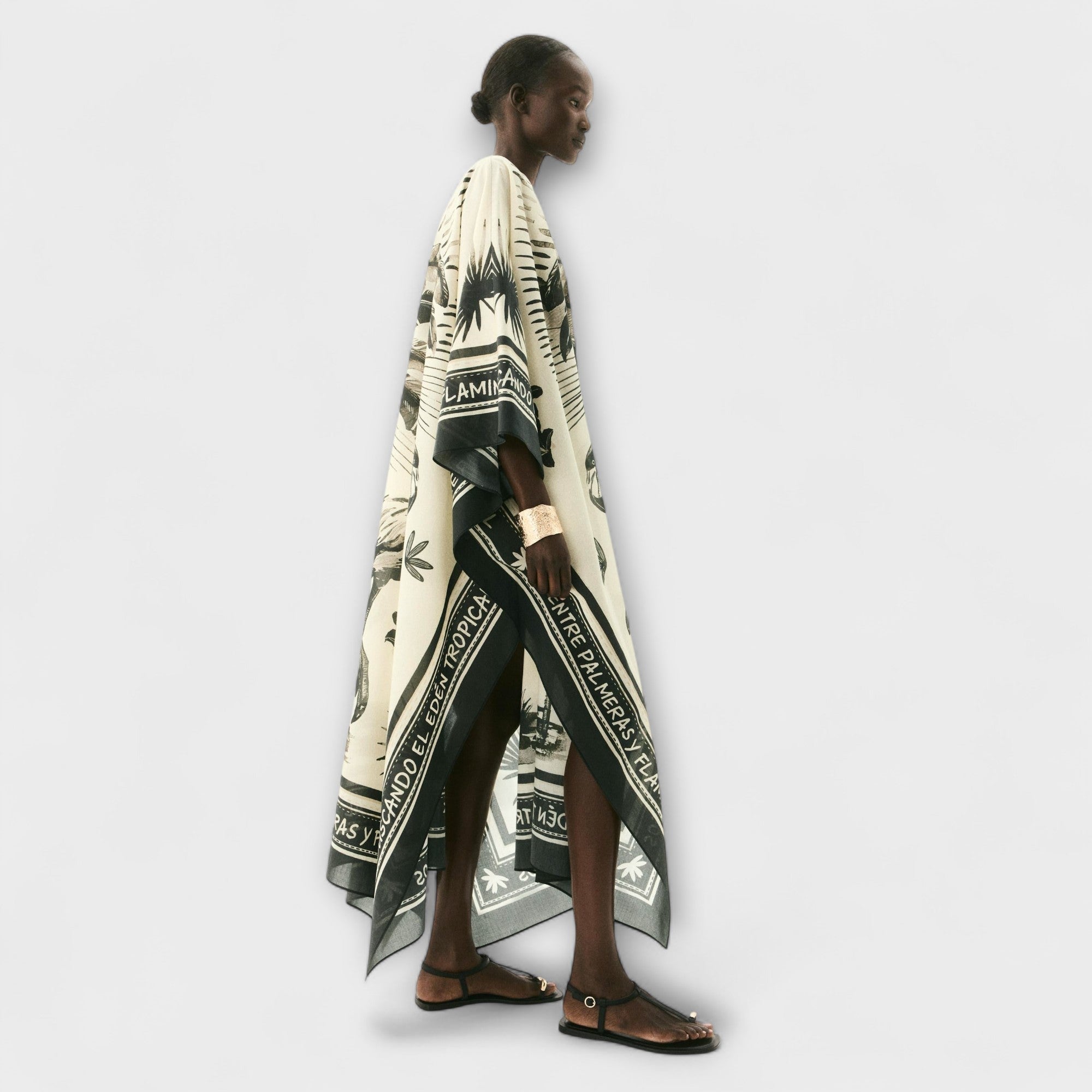 Melissa - bardzo du?a sukienka maxi z nadrukiem flamingów Kaftan