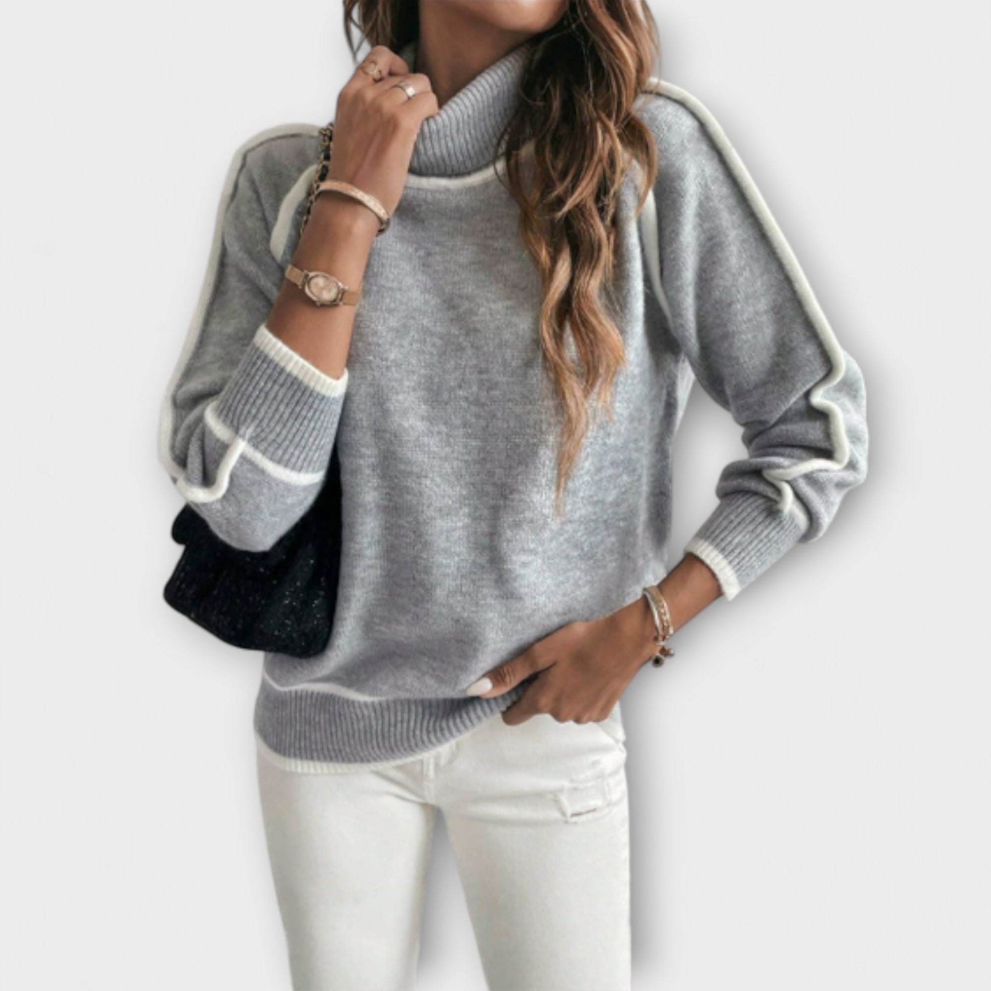 Aurora - Lu?ny sweter z golfem