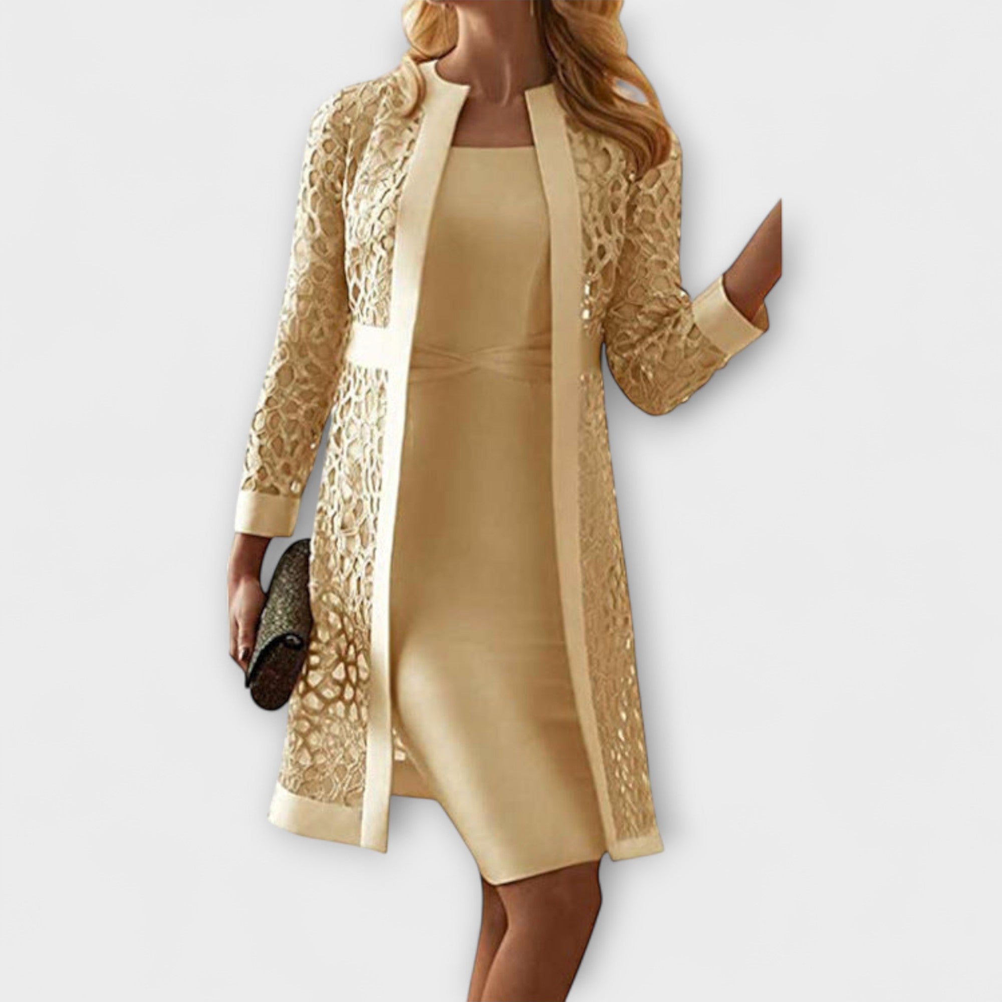 Runa - Elegancka dwucz??ciowa sukienka koronkowa