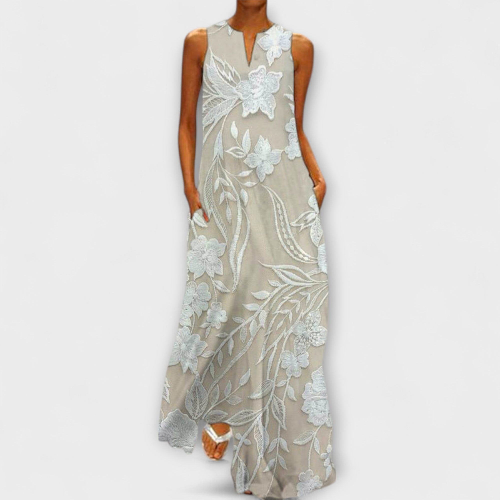 Camila - botaniczna sukienka maxi z nadrukiem