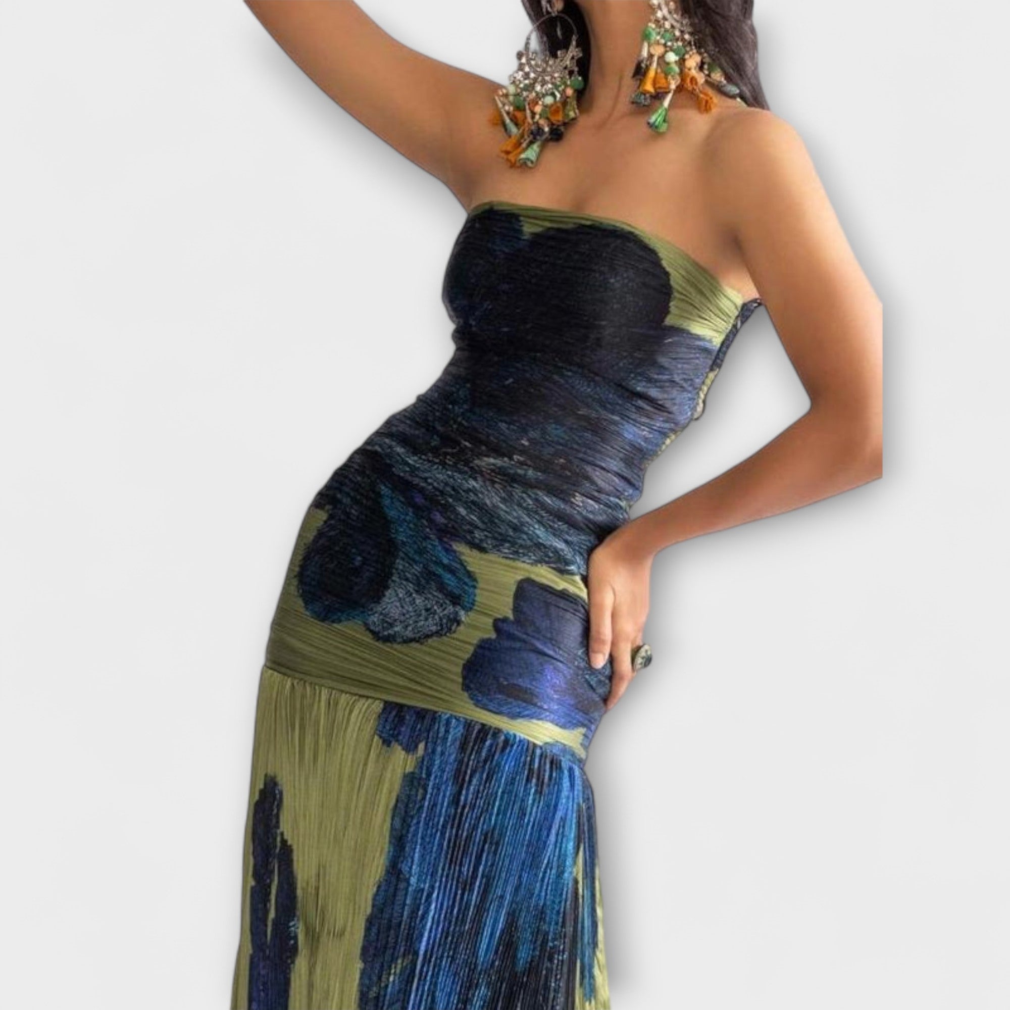 Noelle - sukienka midi bez rami?czek