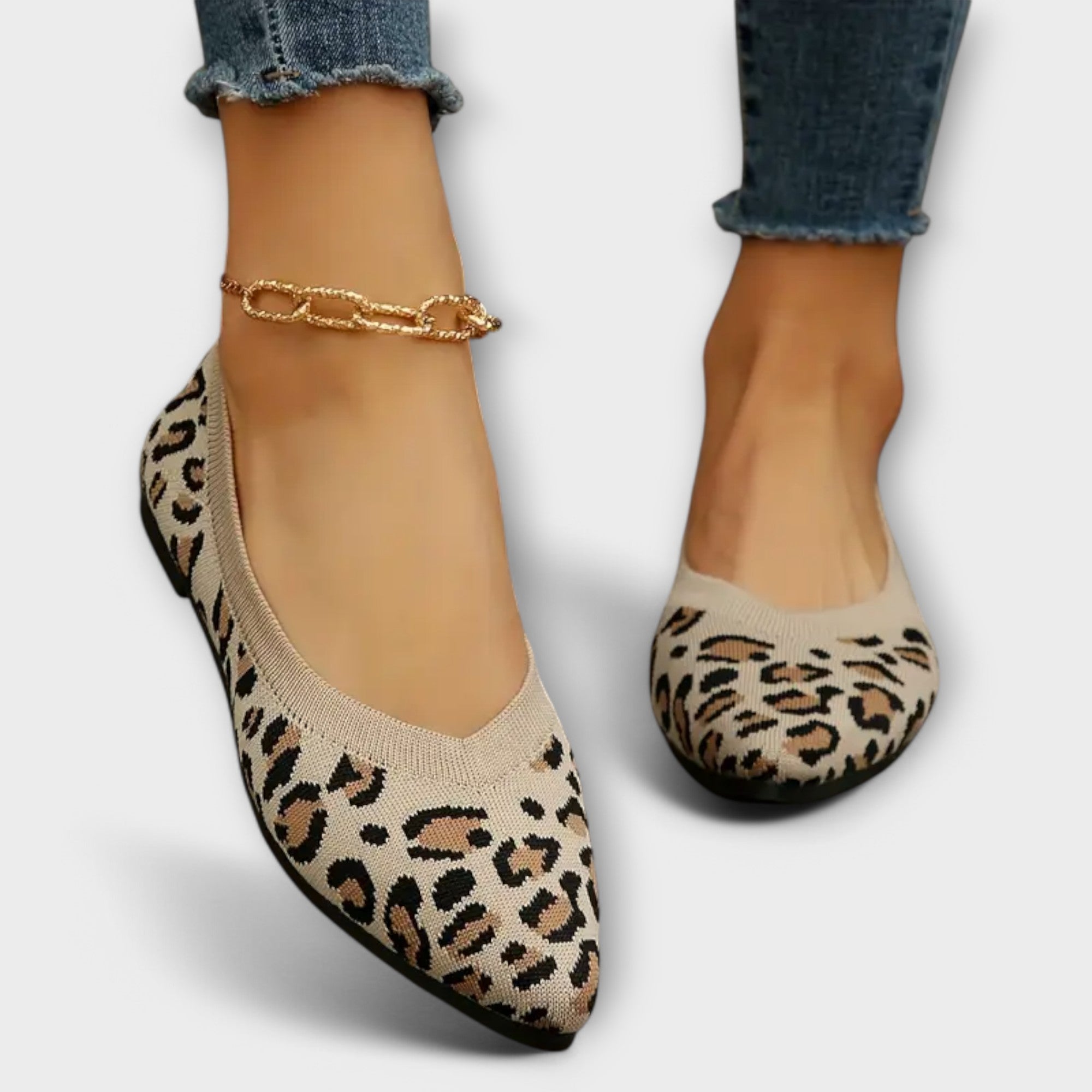 Koronkowe buty na p?askim obcasie w panterk?