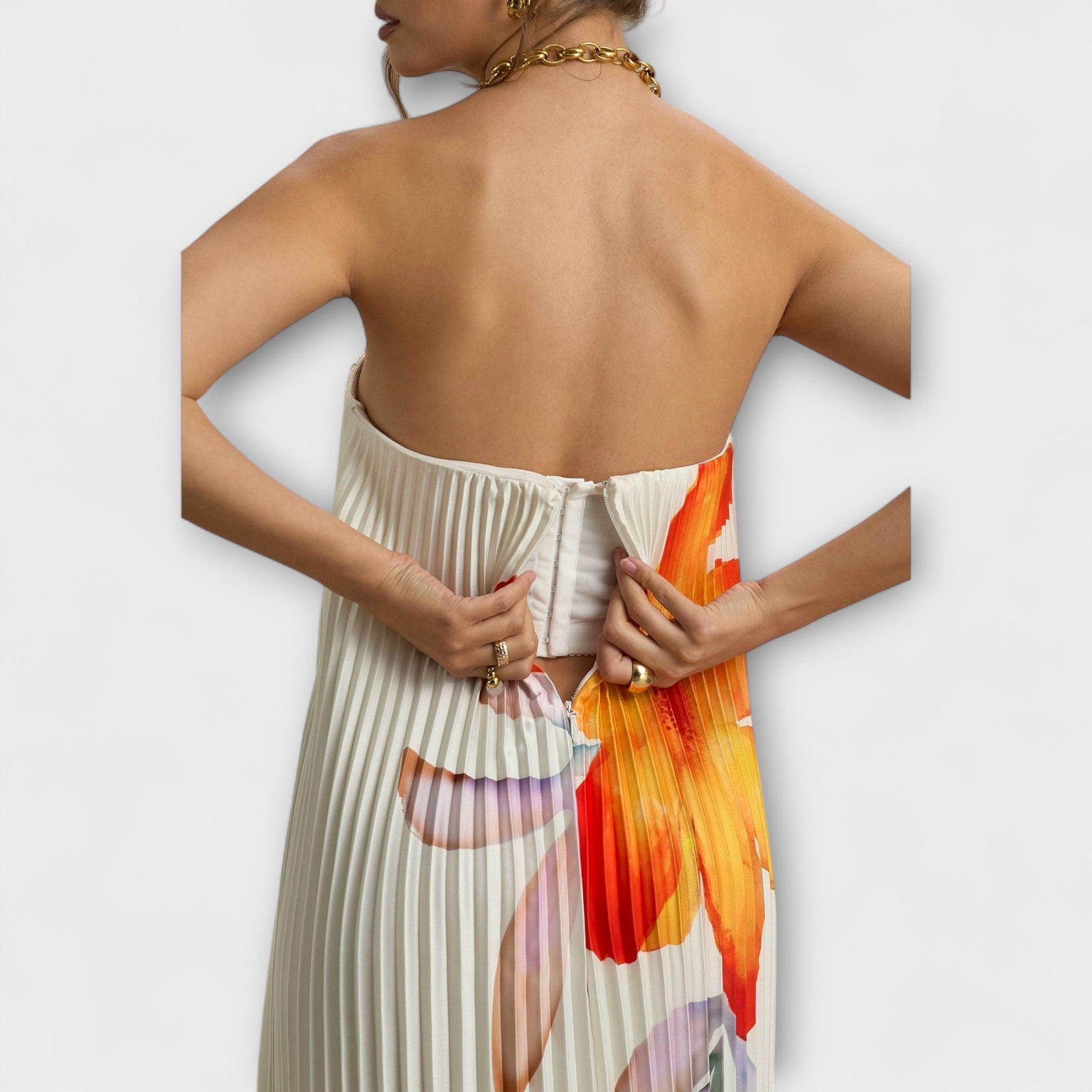 Michelle - sukienka maxi Sweetheart w pomara?czowy kwiatowy