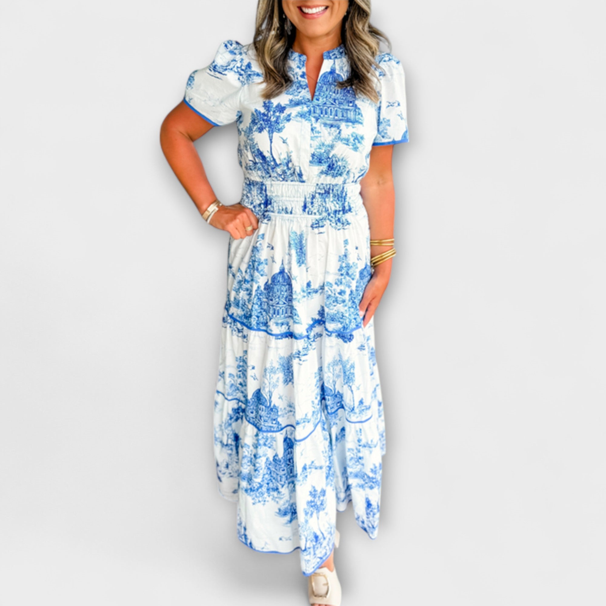 Eliza - Ponadczasowa sukienka maxi Toile