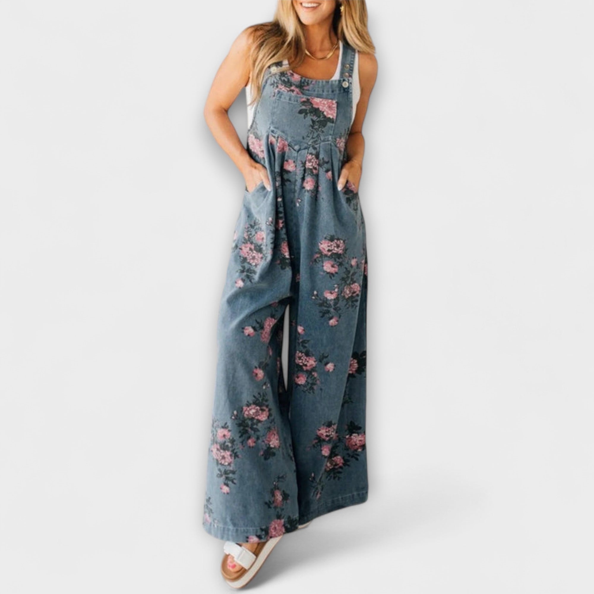 Mirona - Spodnie ogrodniczki jeansowe o lu?nym kroju