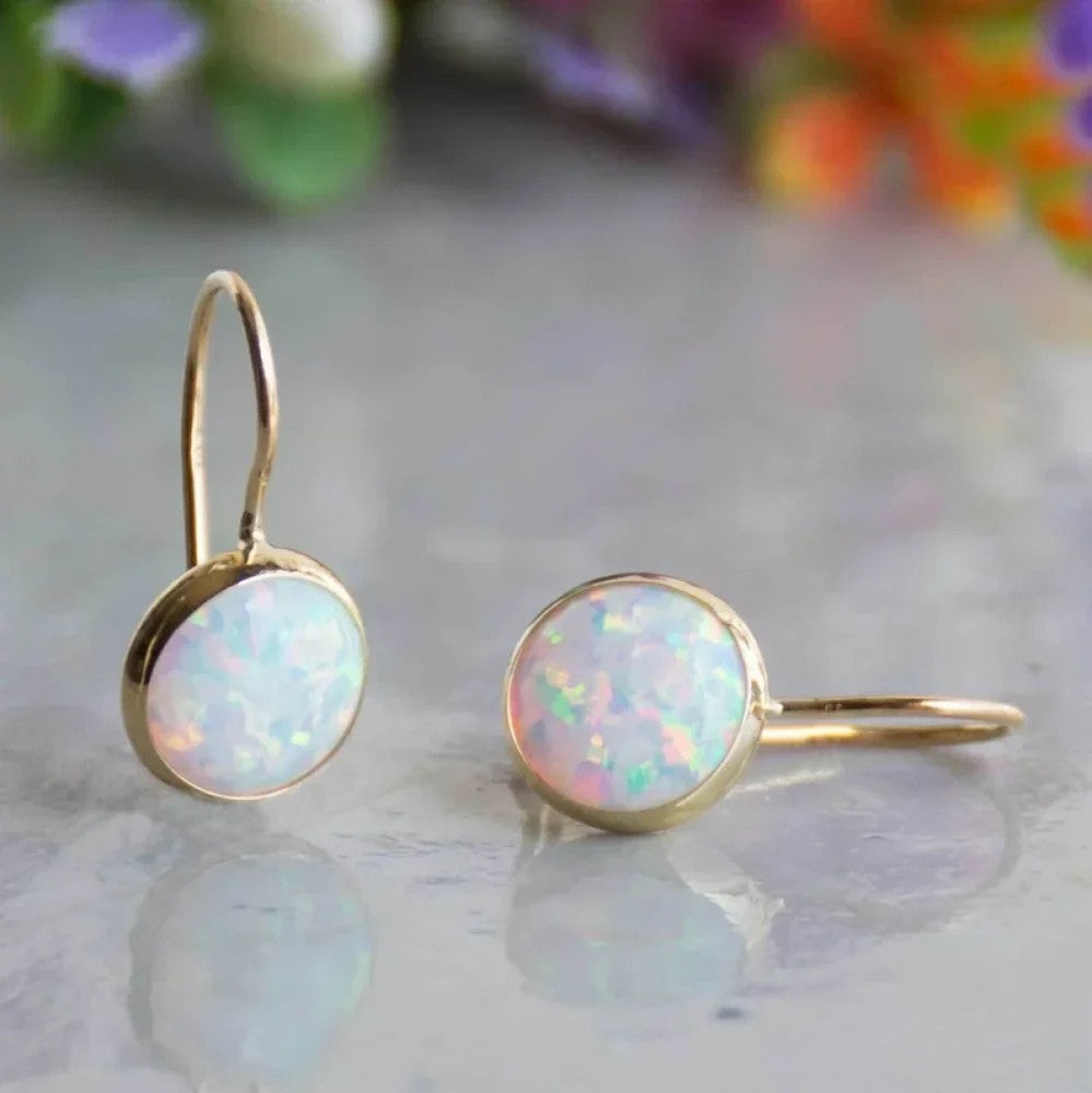 Retro Opal Stone Z?ote Kolczyki