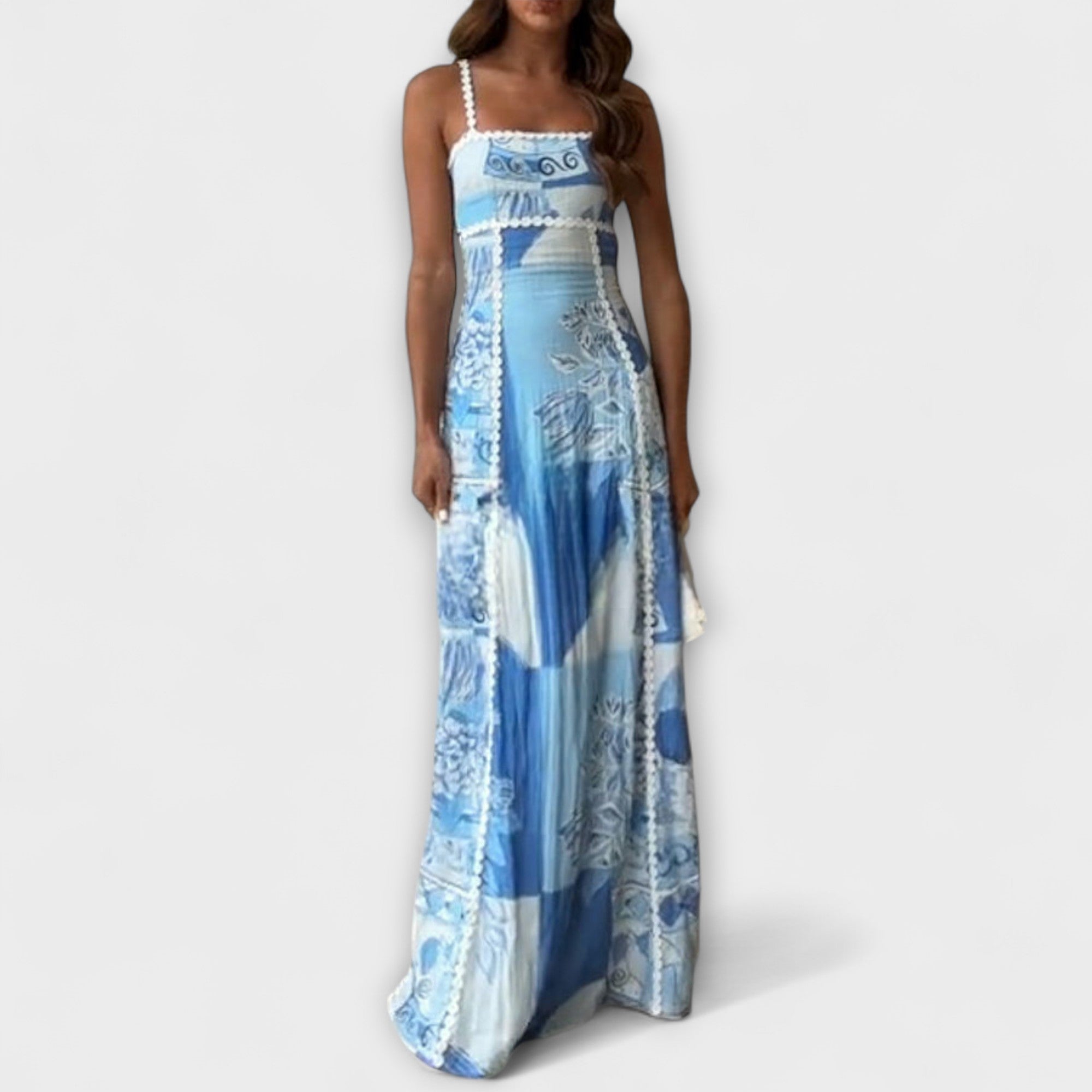 Terazza Ric Rac - Rozkloszowana lniana sukienka maxi
