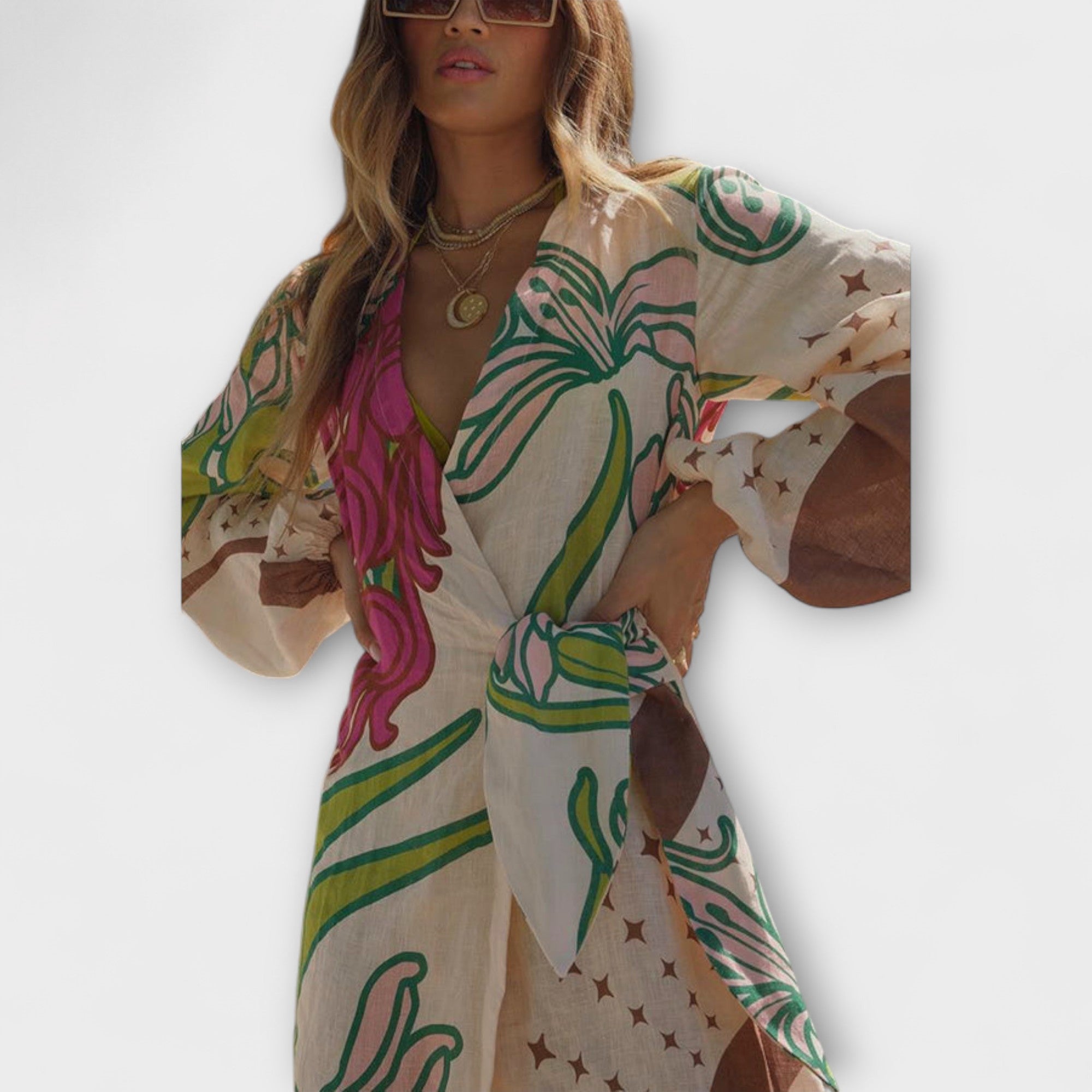 Tracey - sukienka maxi z tunik? wi?zan?