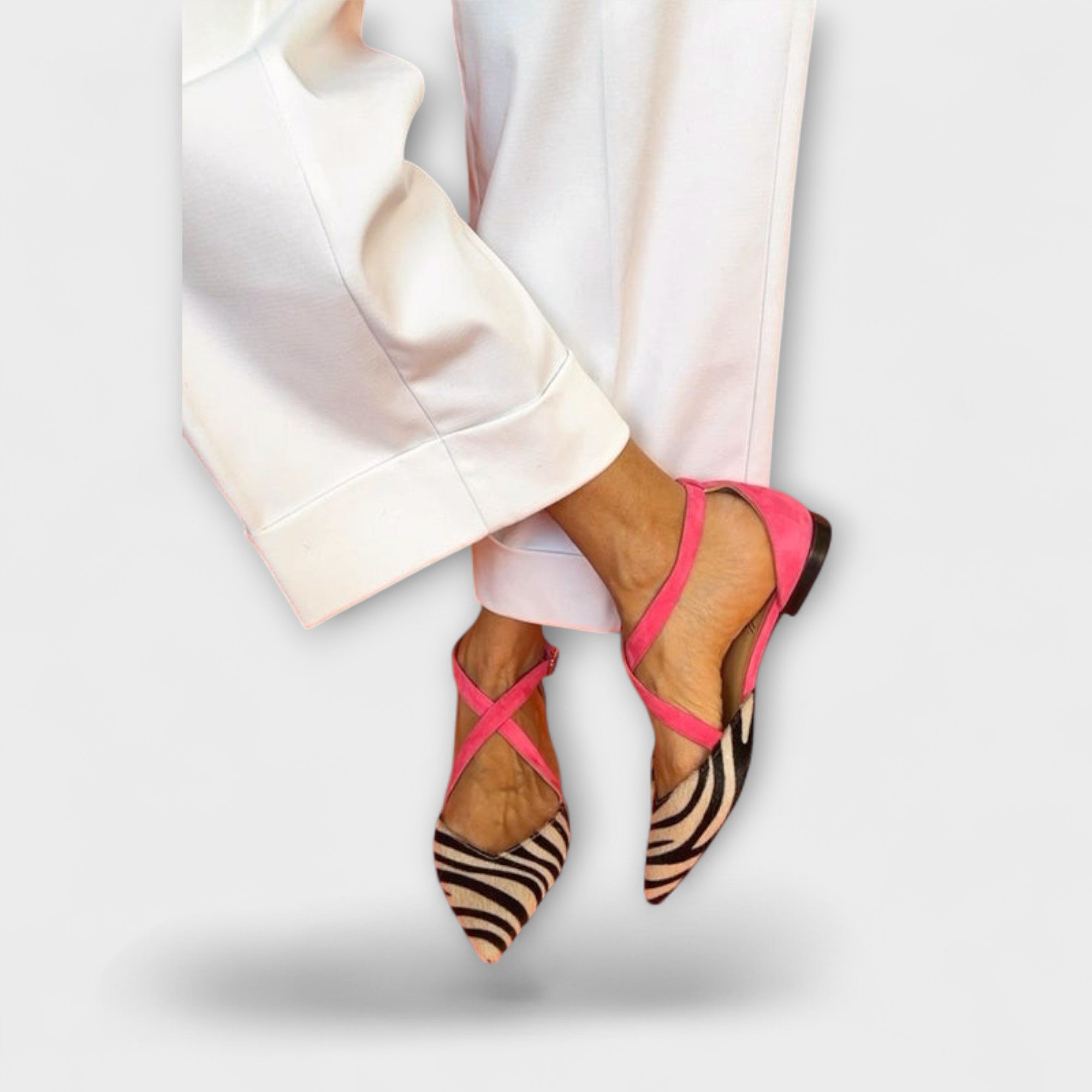 Zarella – buty na p?askim obcowisku Zebra w kolorze Pink Power