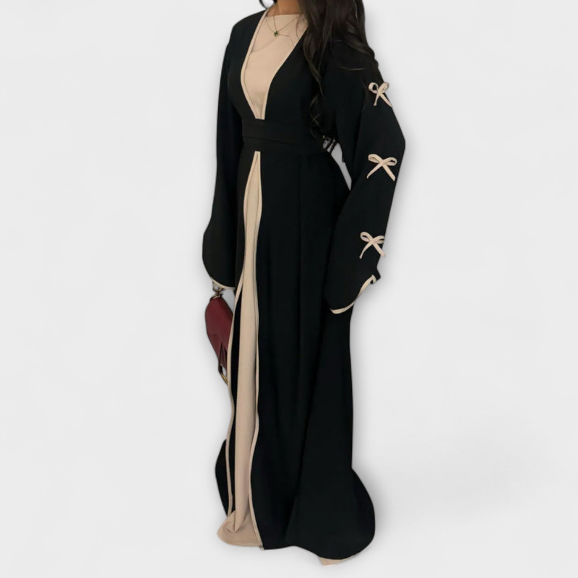 Jasmin - szykowny kardigan i sukienka Duo z ozdob? w kszta?cie kokardki