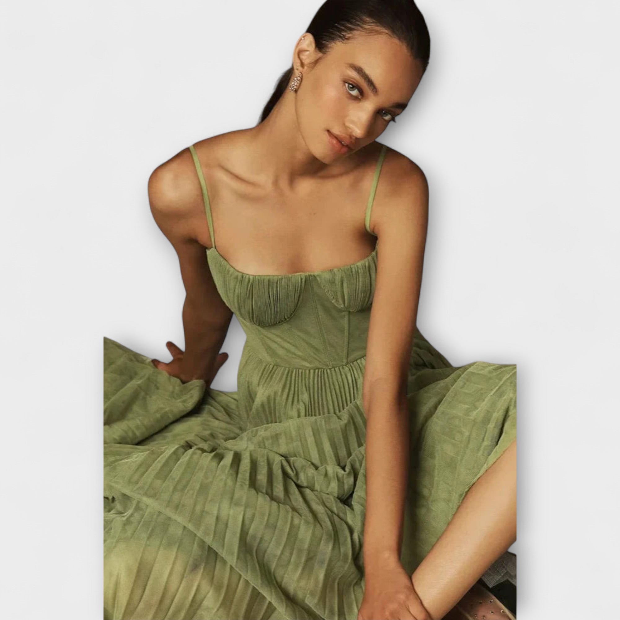 Marilyn - plisowana spódnica Sukienka midi w kszta?cie gorsetu