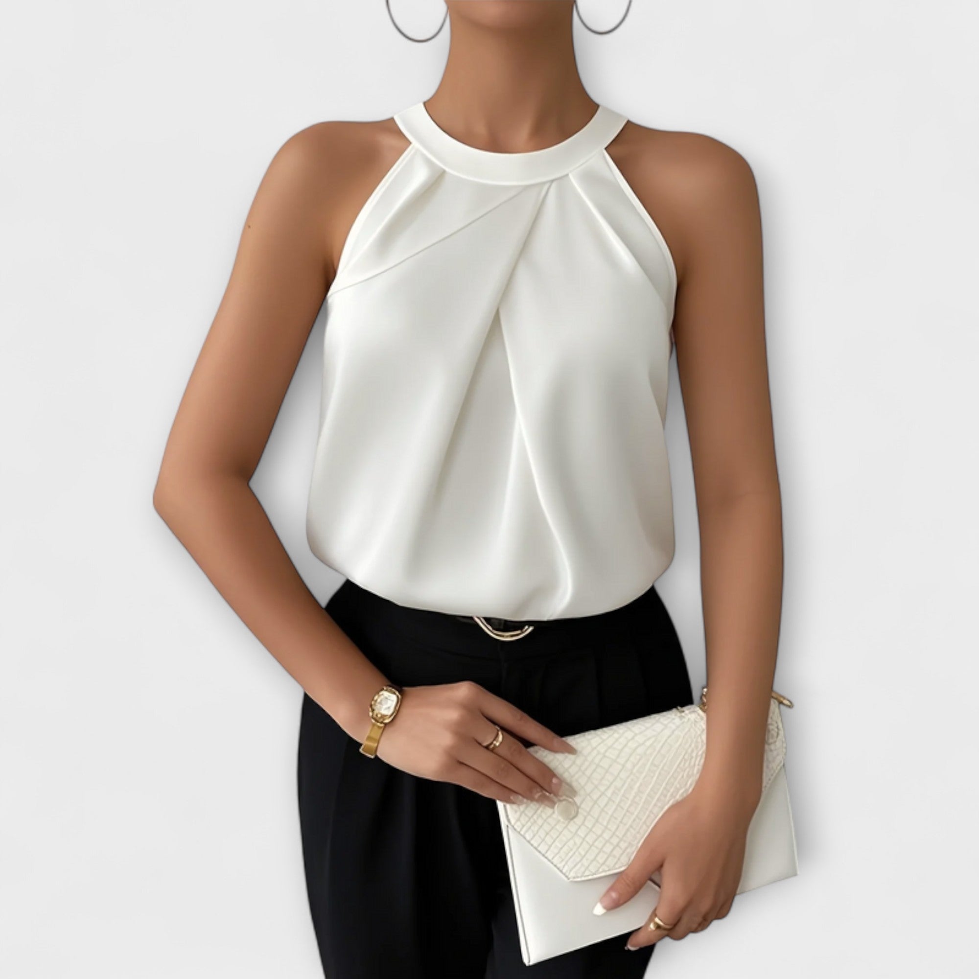 Skye - elegancka satynowa bluzka z odkrytymi ramionami