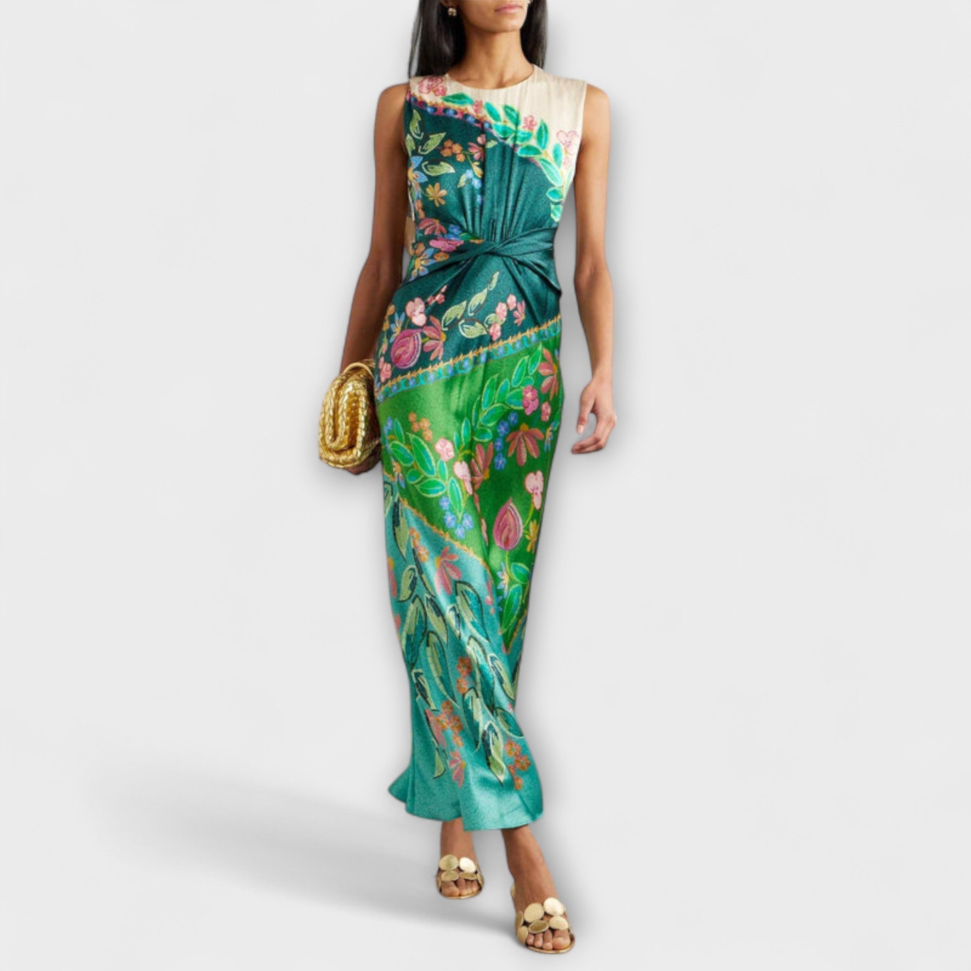 Aisling - Elegancka, skr?cona, drapowana sukienka maxi w kwiaty