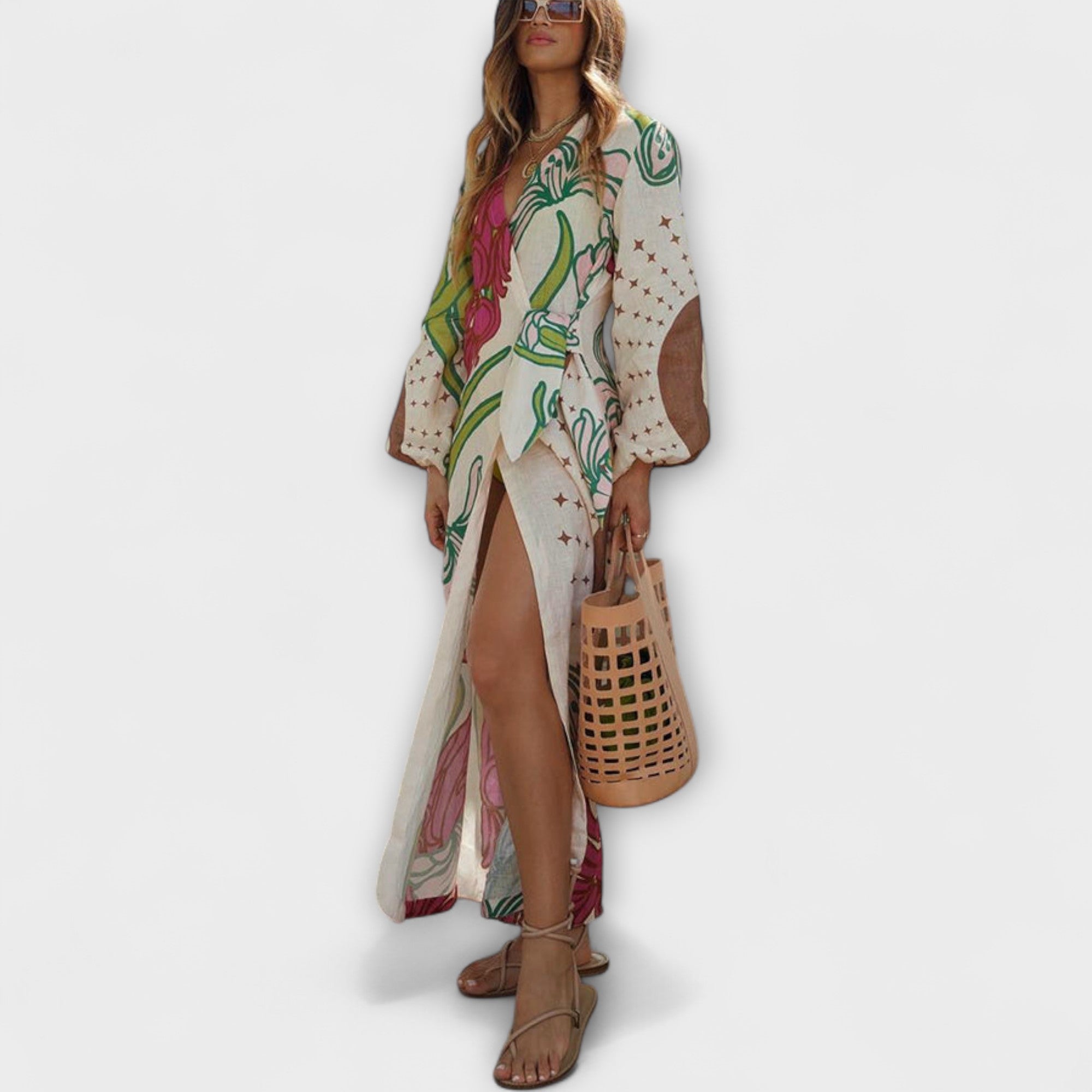 Tracey - sukienka maxi z tunik? wi?zan?