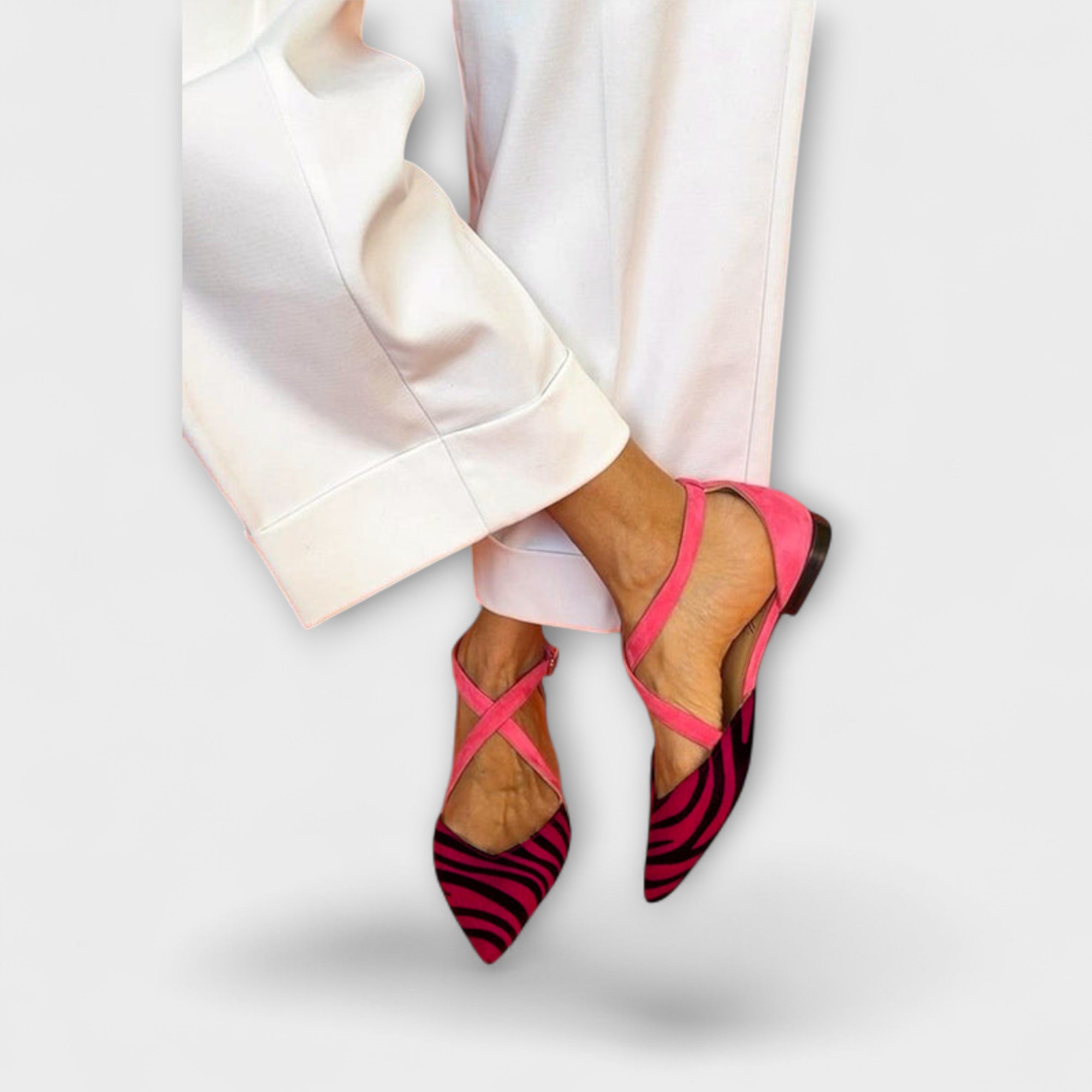 Zarella – buty na p?askim obcowisku Zebra w kolorze Pink Power