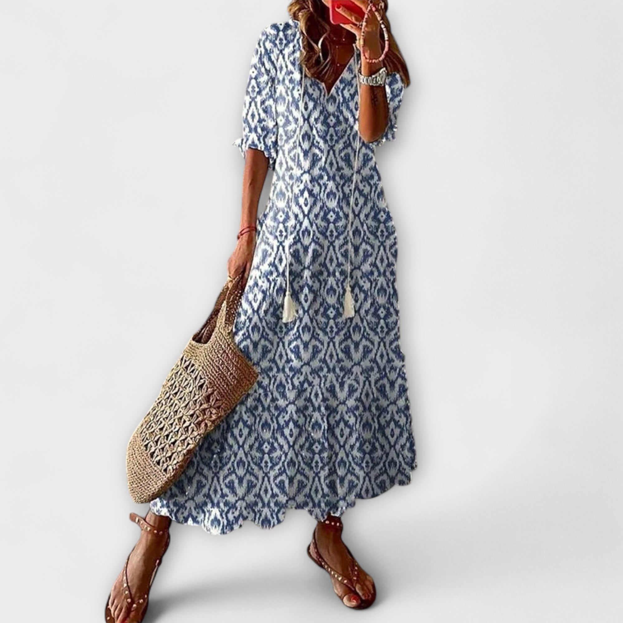 Anna - damska ™letnia sukienka w stylu bohemy o sylwetce