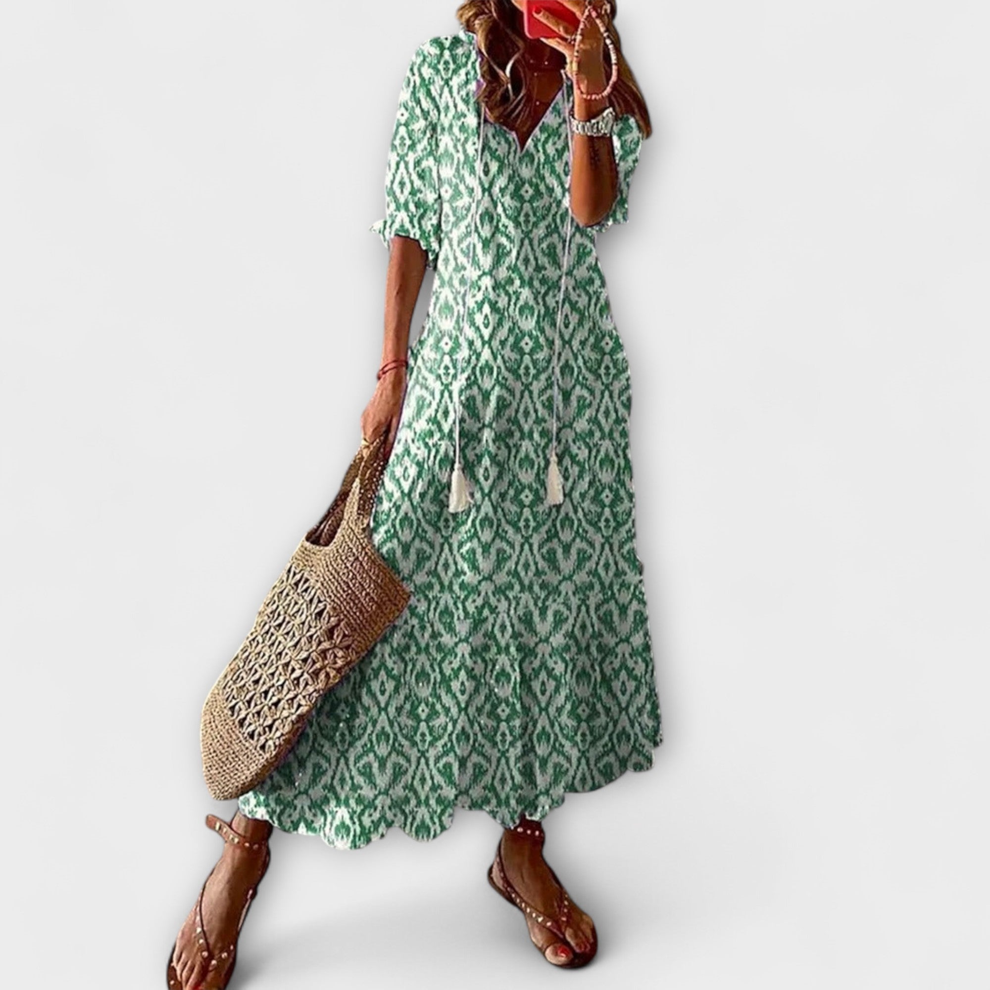 Anna - damska ™letnia sukienka w stylu bohemy o sylwetce