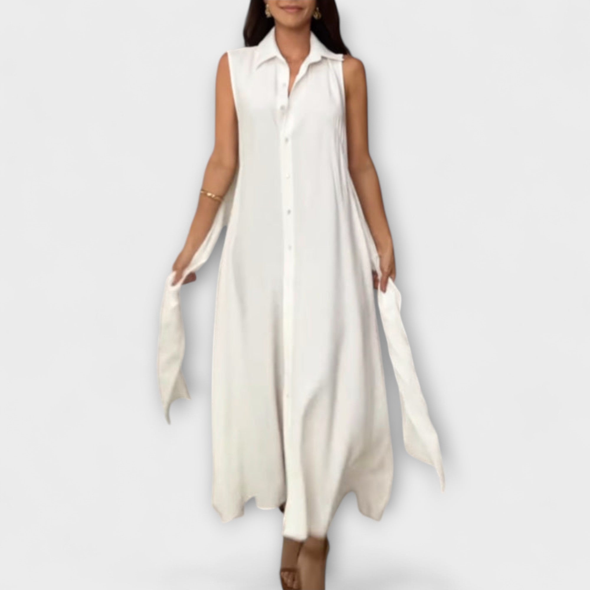 Mira - Efektowna jednorz?dowa sukienka midi z wi?zaniem