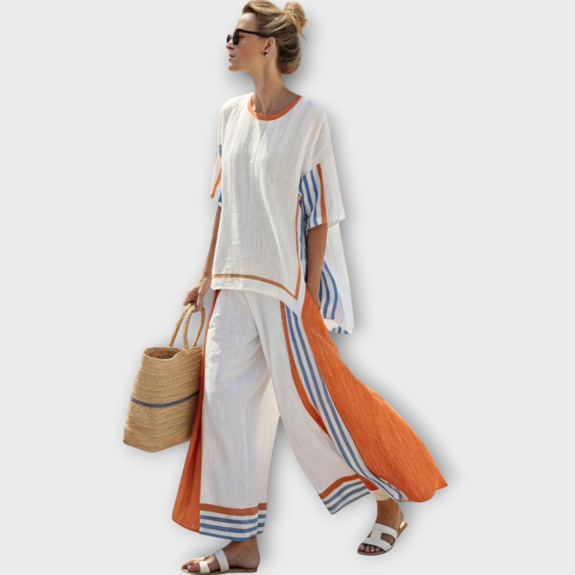 Anila - Elegancki dwucz??ciowy komplet w paski