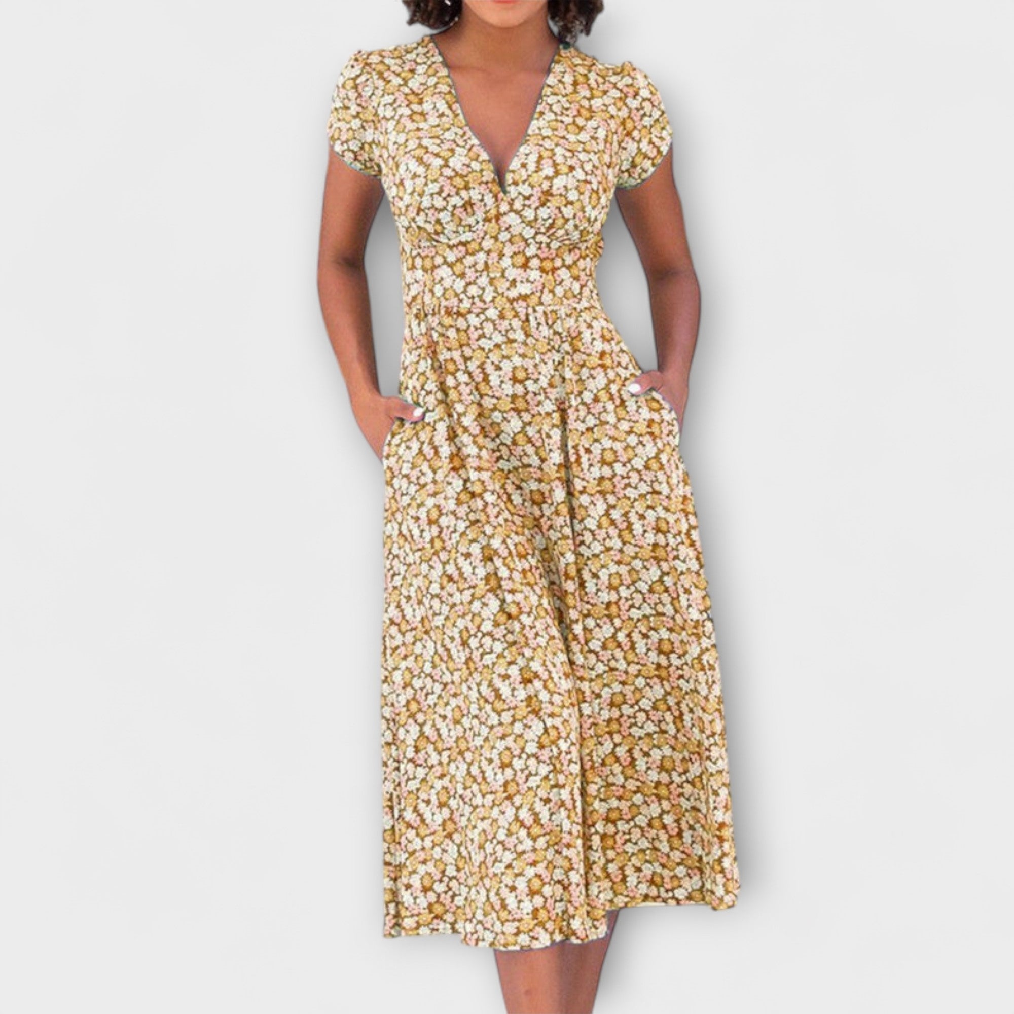 Fienna - sukienka midi z listw? zapinan? na guziki