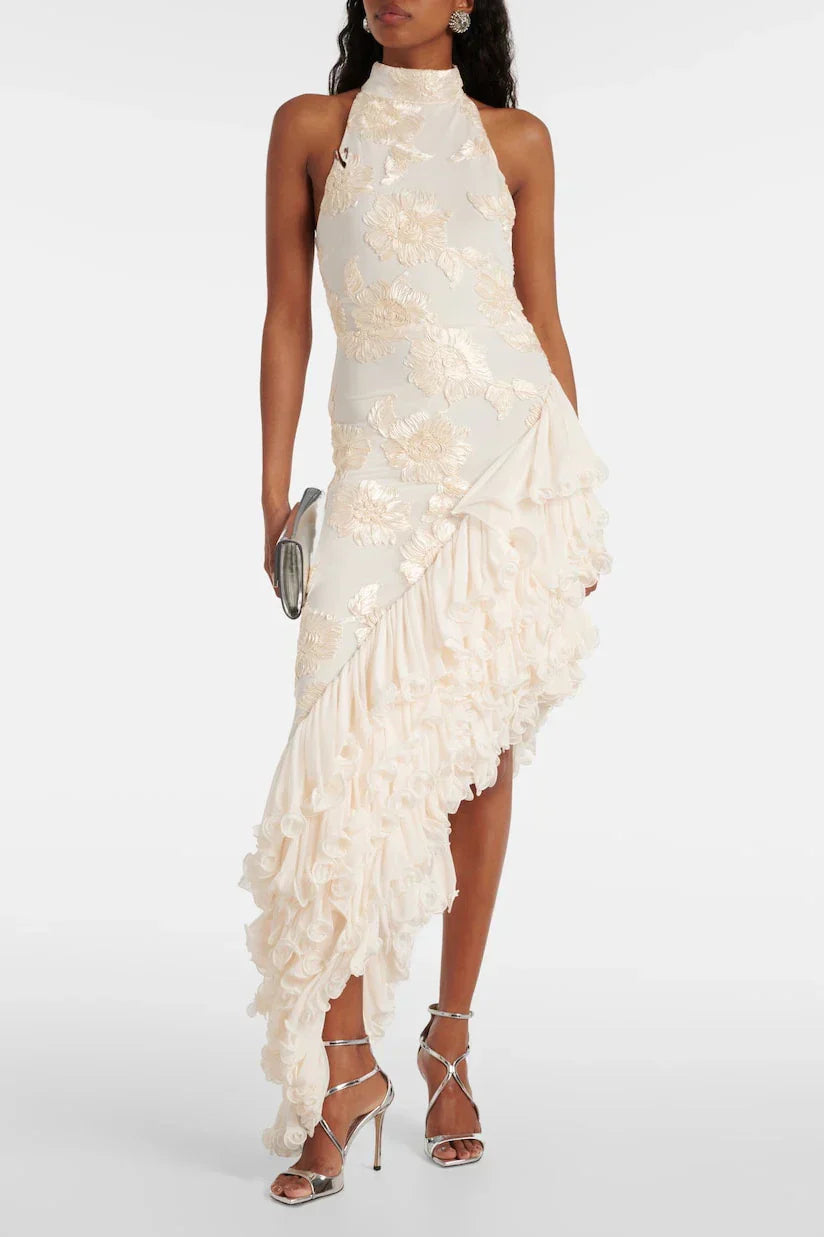 Karen - sukienka maxi z kwiatowymi aplikacjami