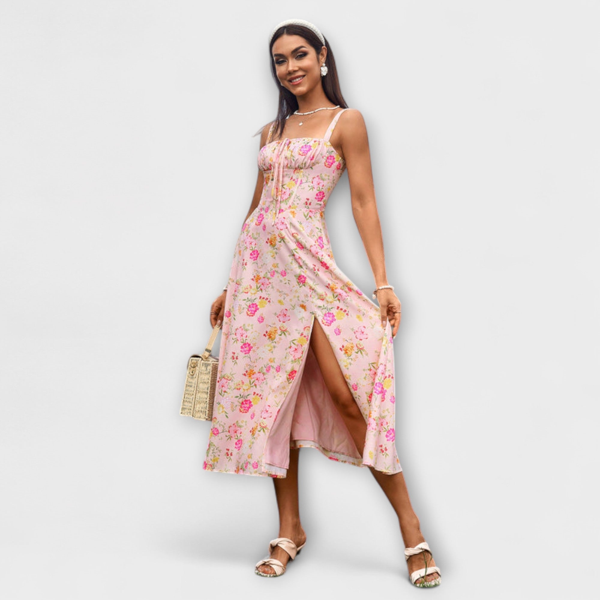 Nadzieja - Sukienka z rozci?ciem z falbankami