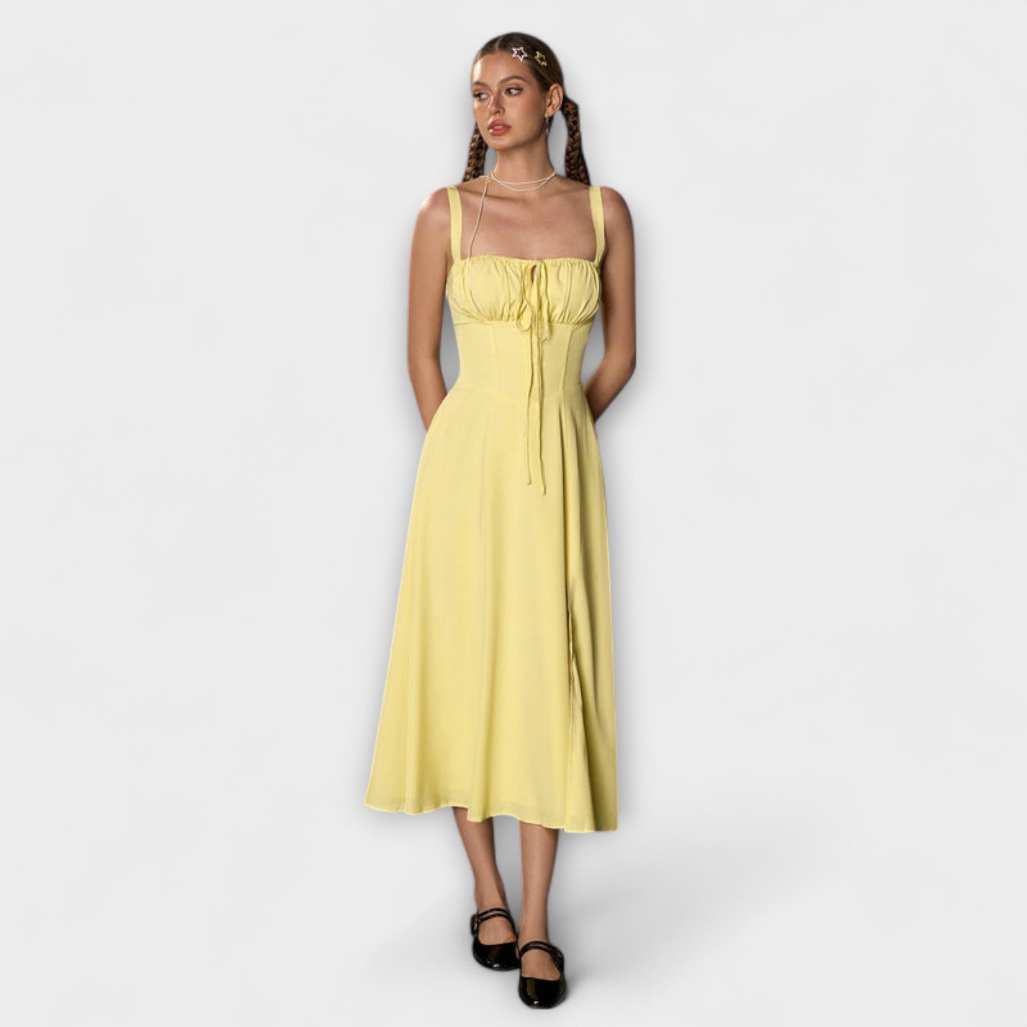 Nadzieja - Sukienka z rozci?ciem z falbankami