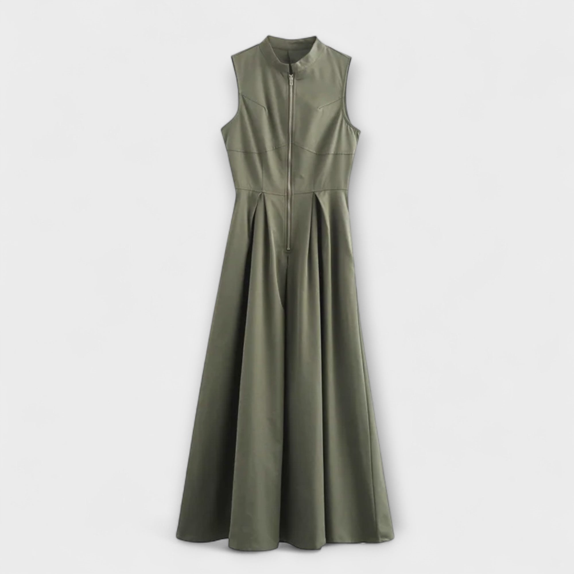 Plisowana sukienka midi bez r?kawów bodycon