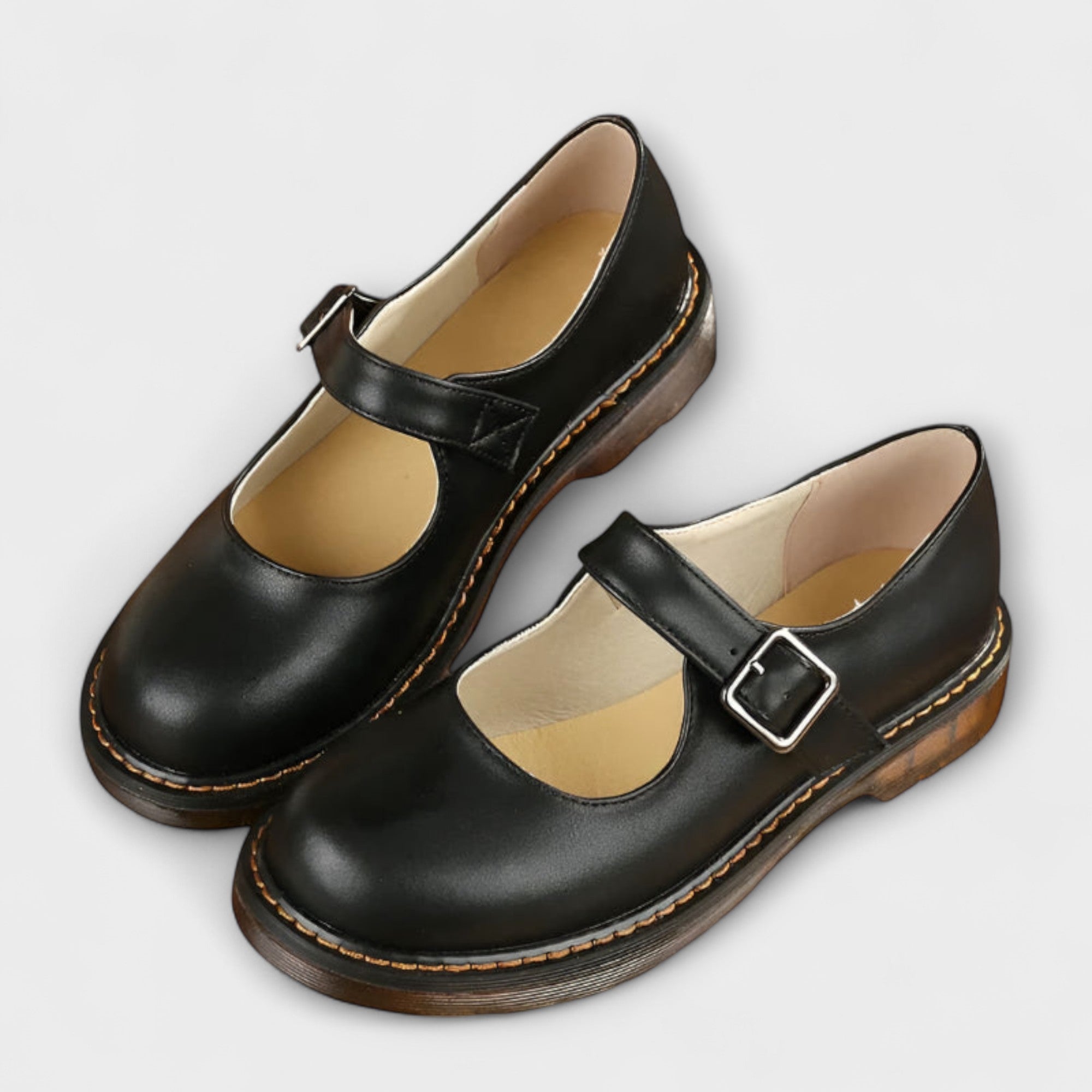 Damskie buty vintage Mary Jane – klasyczne skórzane buty z paskami i wygodn? podeszw?