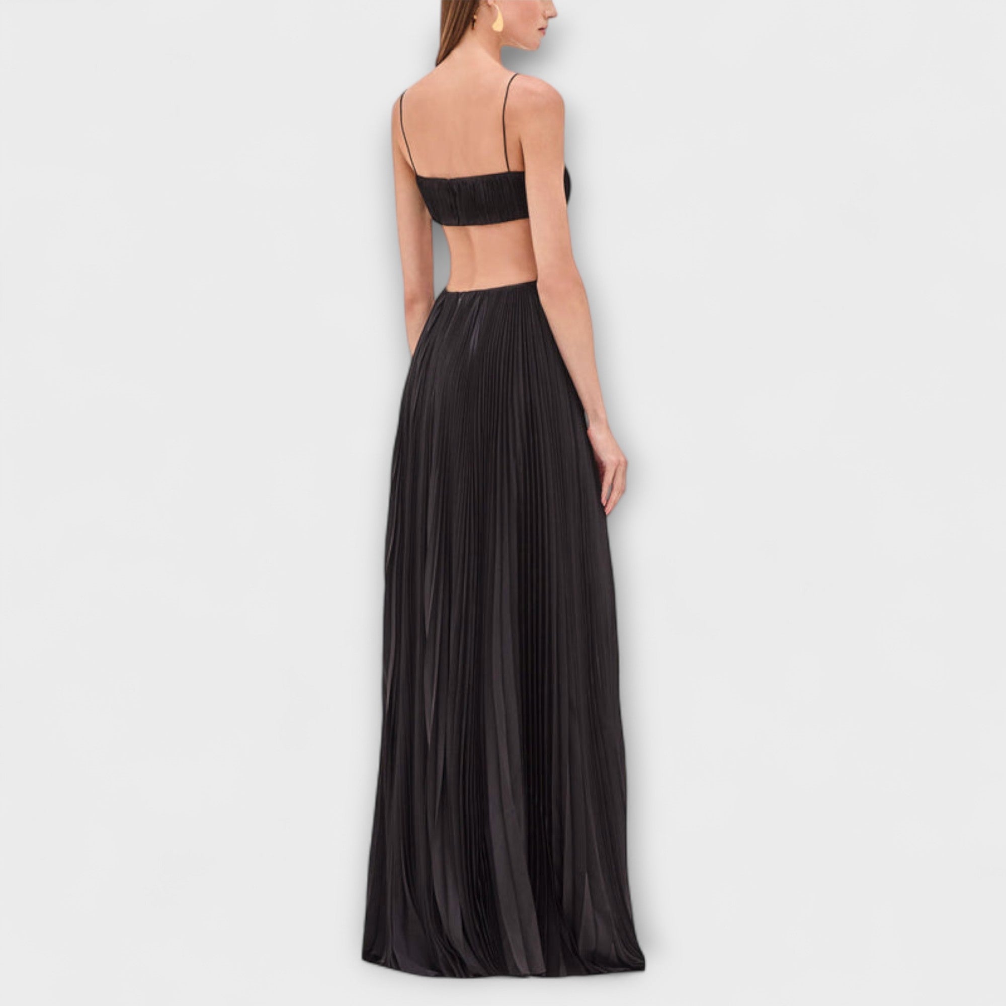 Mireille - elegancka plisowana sukienka maxi z wyci?ciem