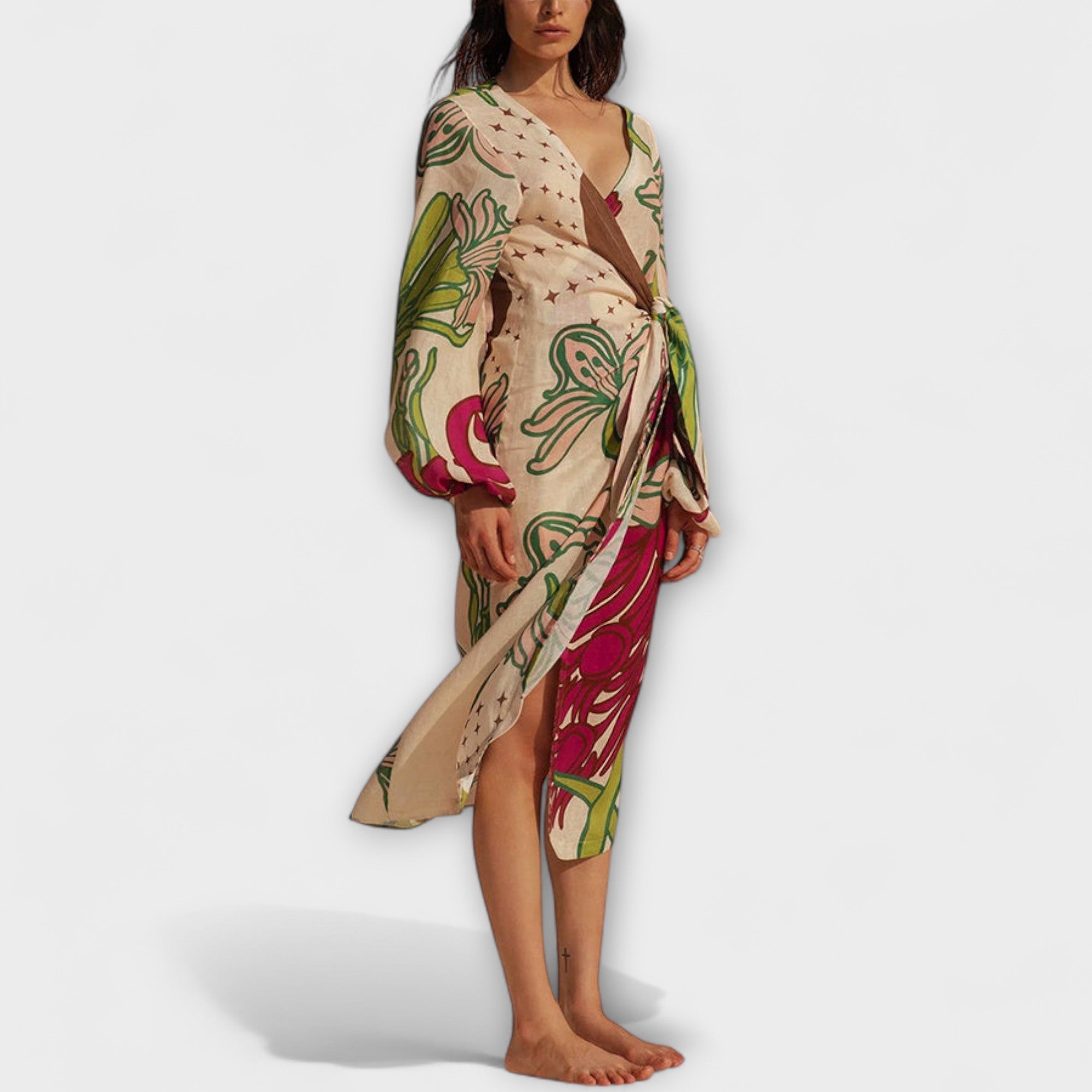 Tracey - sukienka maxi z tunik? wi?zan?
