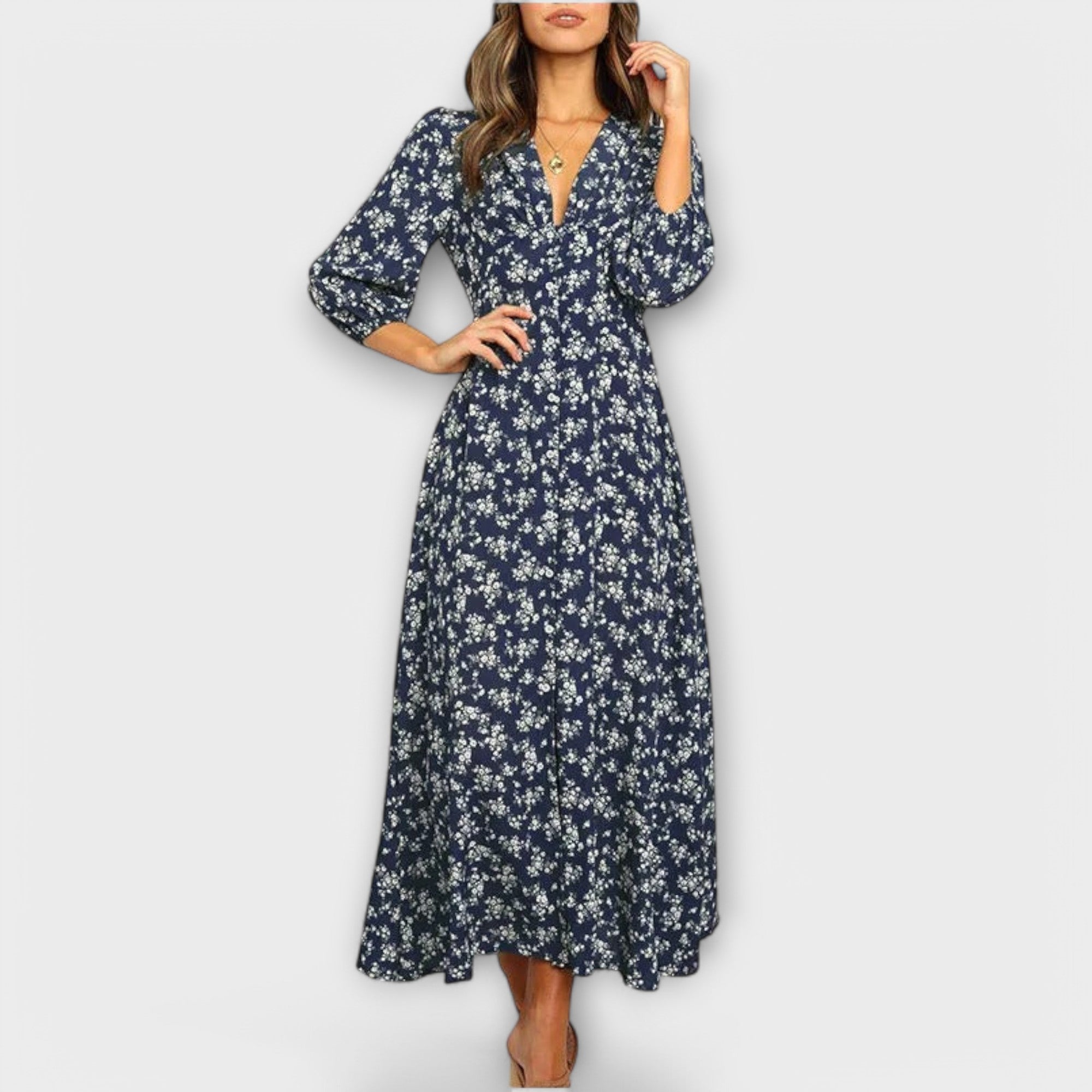 Damska sukienka maxi w kwiaty