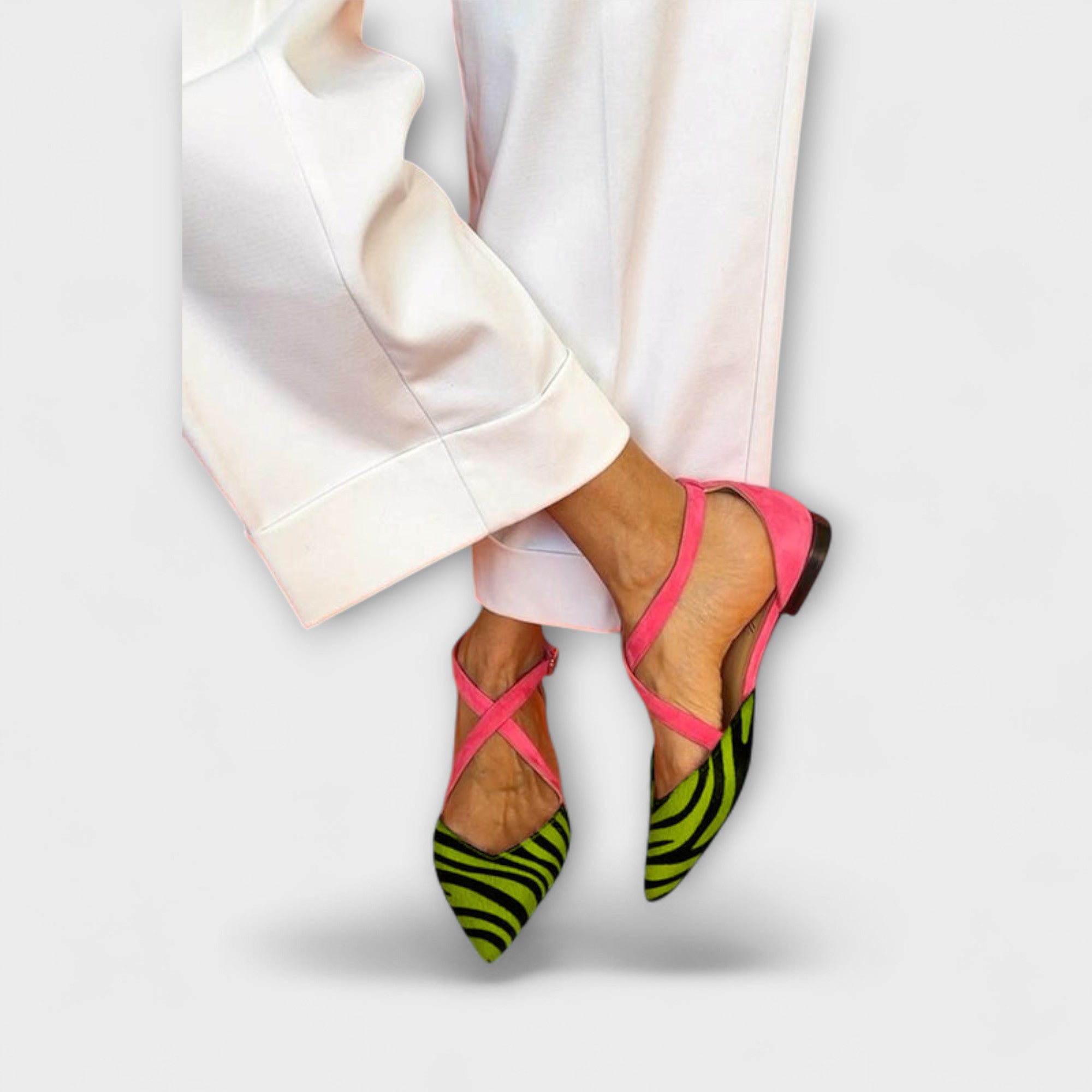 Zarella – buty na p?askim obcowisku Zebra w kolorze Pink Power