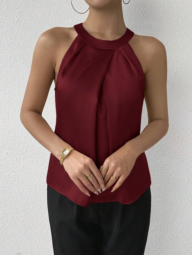 Skye - elegancka satynowa bluzka z odkrytymi ramionami