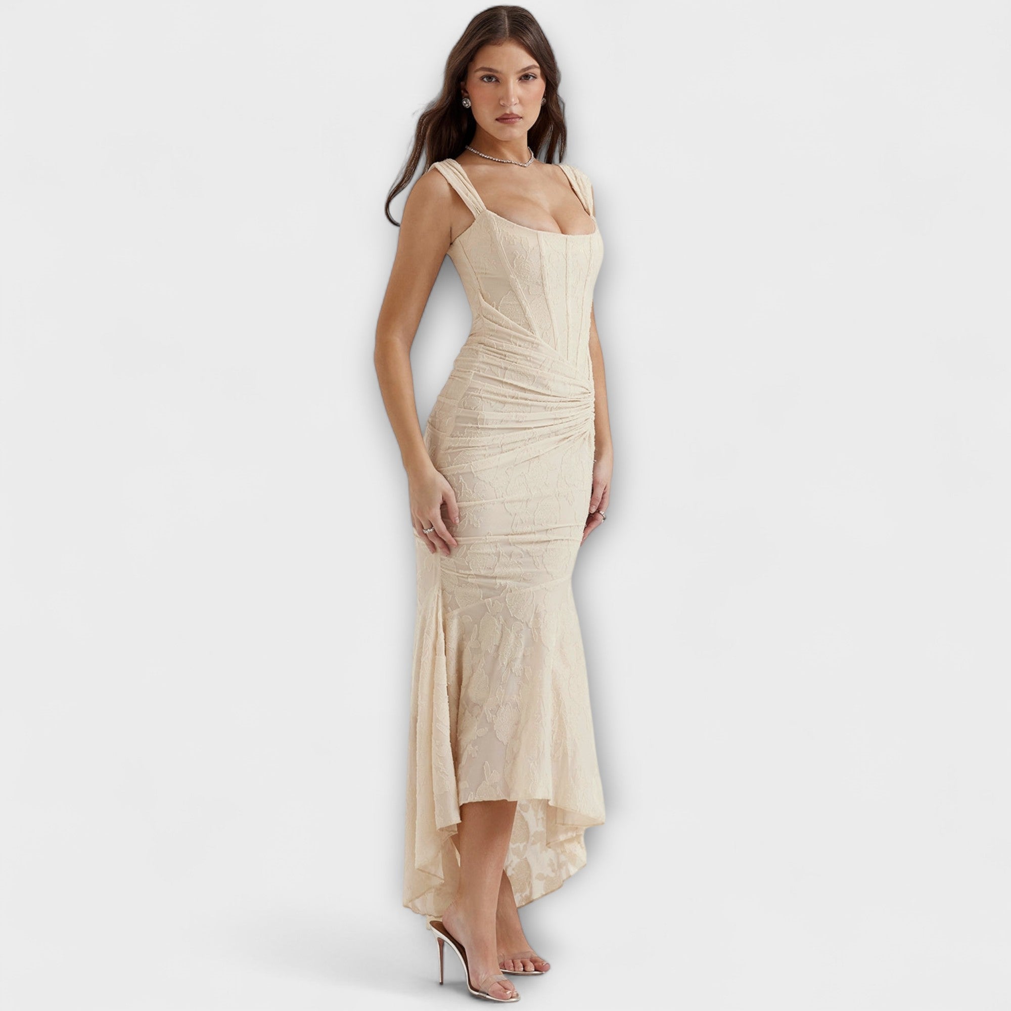 Renske - d?uga sukienka z eleganckim i wyrafinowanym gorsetem