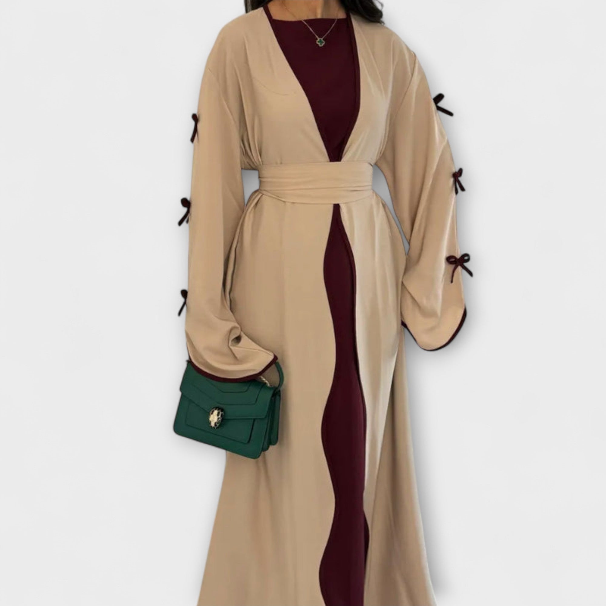 Jasmin - szykowny kardigan i sukienka Duo z ozdob? w kszta?cie kokardki