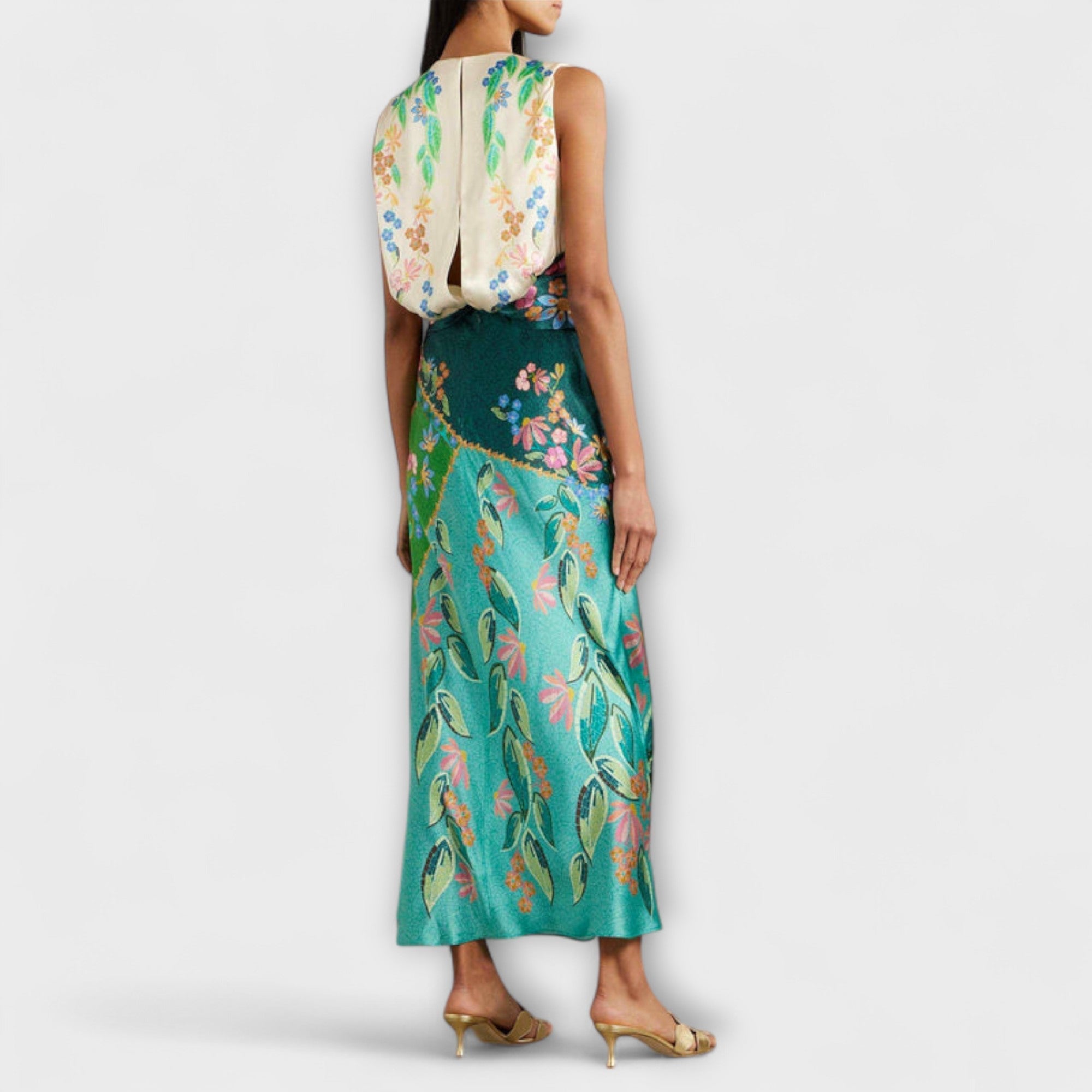 Aisling - Elegancka, skr?cona, drapowana sukienka maxi w kwiaty