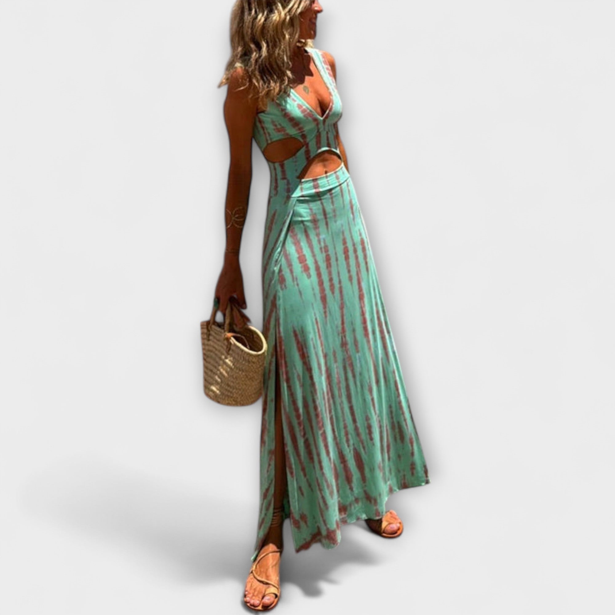 Ella - Eleanor Eleanor Sukienka z wyci?ciem i rozci?ciem metod? tie dye