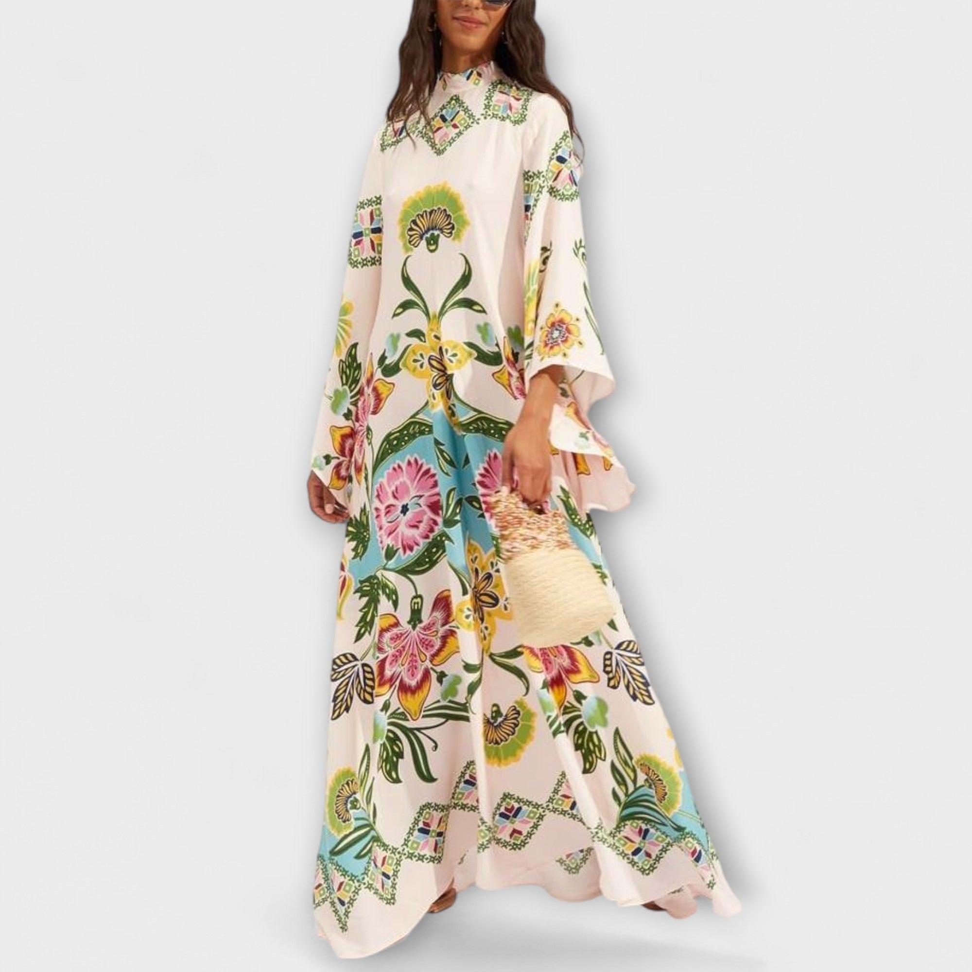 Lisa - Elegancka sukienka maxi z kwiatowym nadrukiem i p?ynnym wzorem
