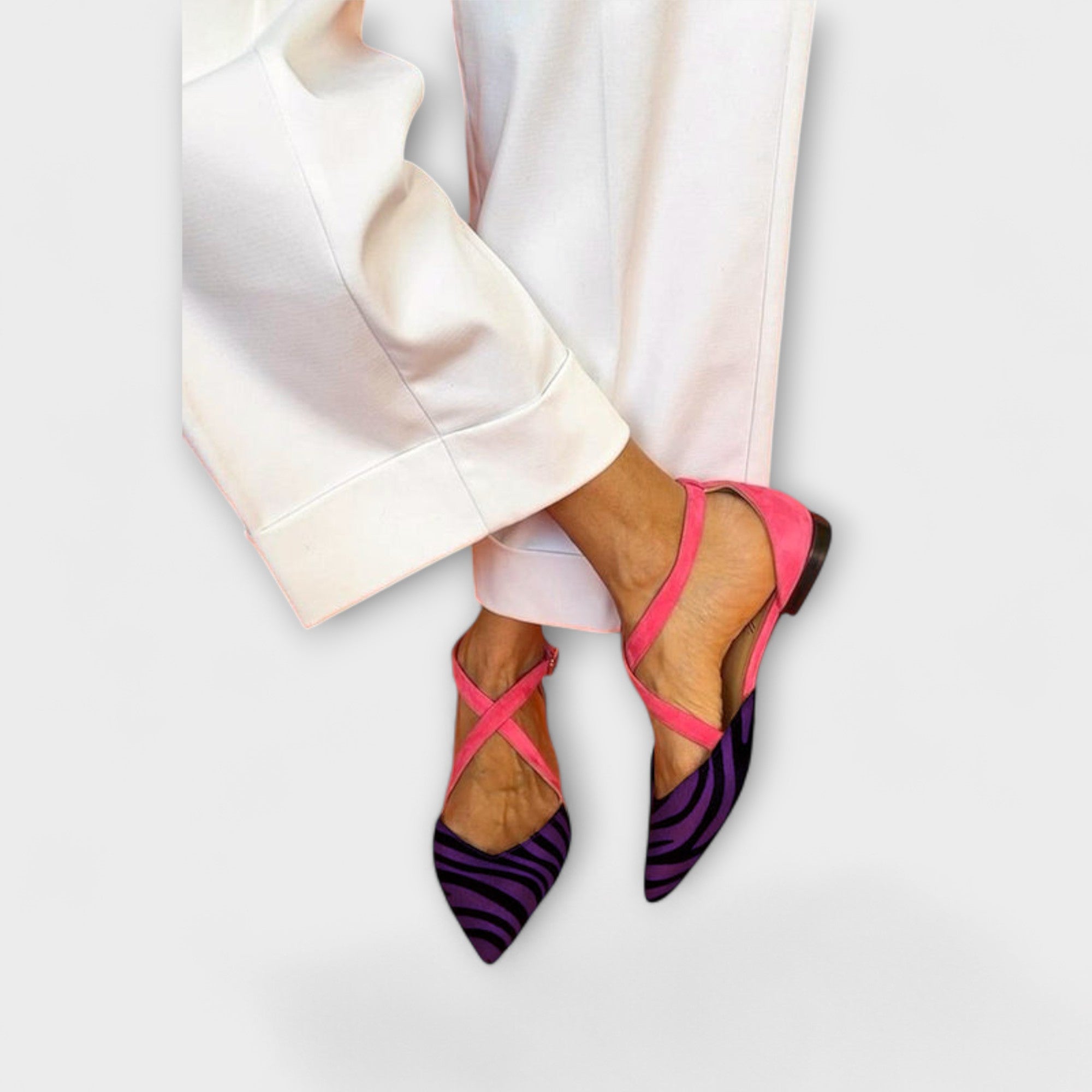 Zarella – buty na p?askim obcowisku Zebra w kolorze Pink Power